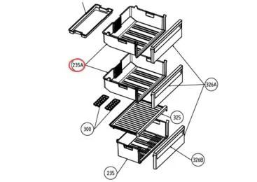 Tiroir supérieur ou intermédiaire référence 302574 pour Réfrigérateur, Congélateur - Beko