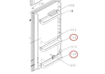 Balconnet de porte référence 300254 pour Réfrigérateur, Congélateur - De-Dietrich