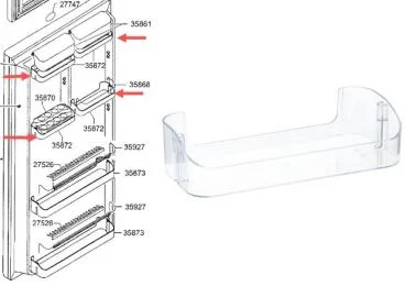 Balconnet de porte référence 299818 pour Réfrigérateur, Congélateur - Smeg