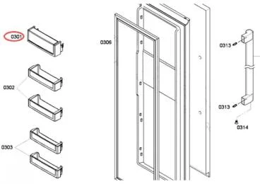 Balconnet supérieur référence 299756 pour Réfrigérateur, Congélateur - Neff