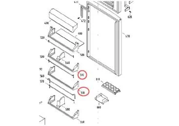 Cadre balconnet intermédiaire référence 301648 pour Réfrigérateur, Congélateur - Liebherr