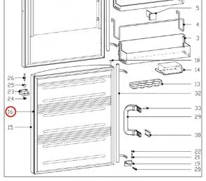 Joint de porte congélateur référence 303628 pour Réfrigérateur, Congélateur - Miele