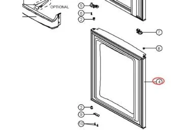 Porte congelateur avec joint référence 300539 pour Réfrigérateur, Congélateur - Jetfrost