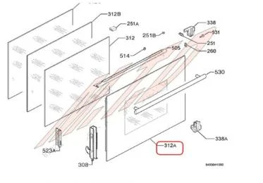 Vitre exterieur de porte référence 302632 pour Four - Faure