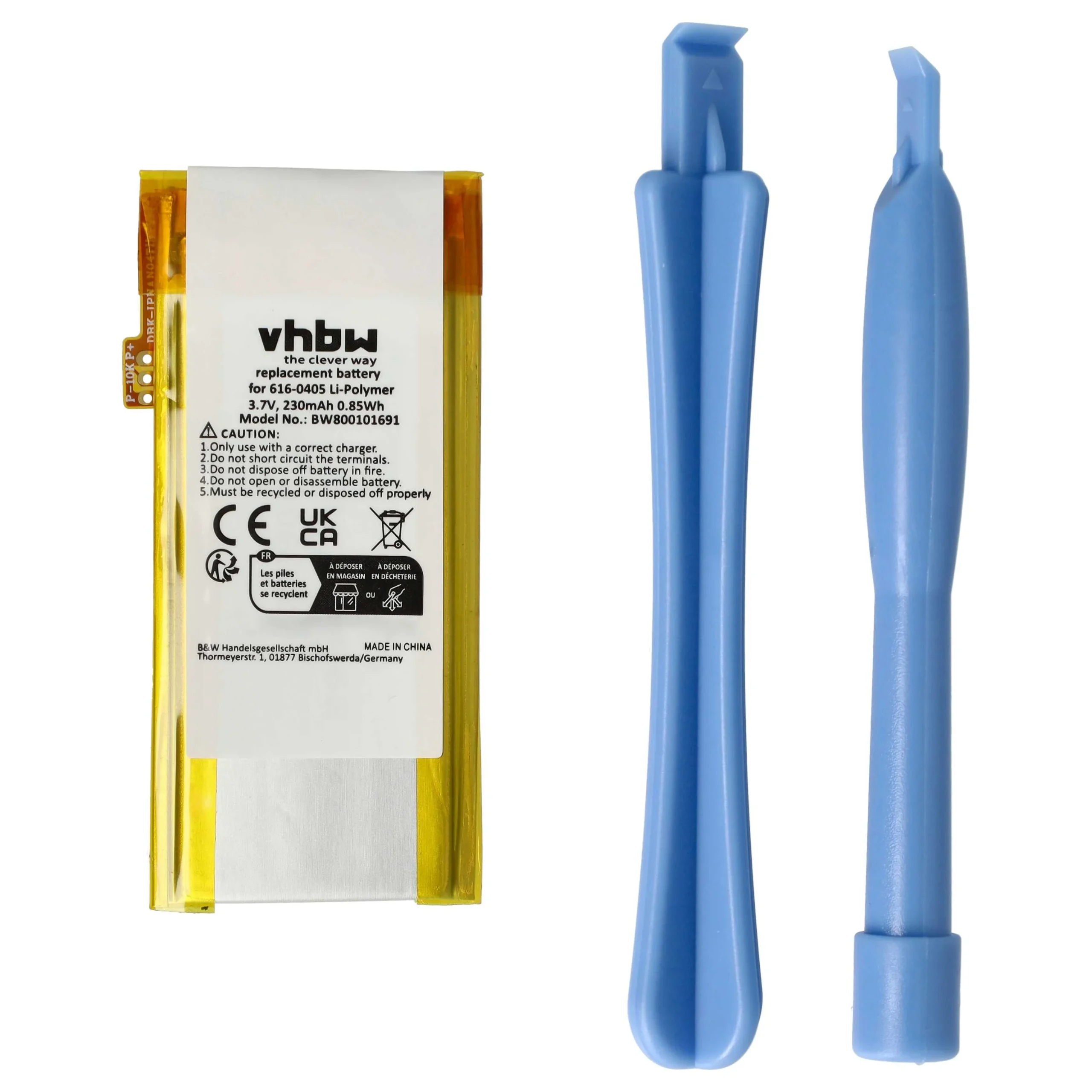 Batterie remplace Apple P11G73-01-S01, 616-0407, 616-0405 pour lecteur MP3 Apple - 230mAh 3,7V Li-polymère