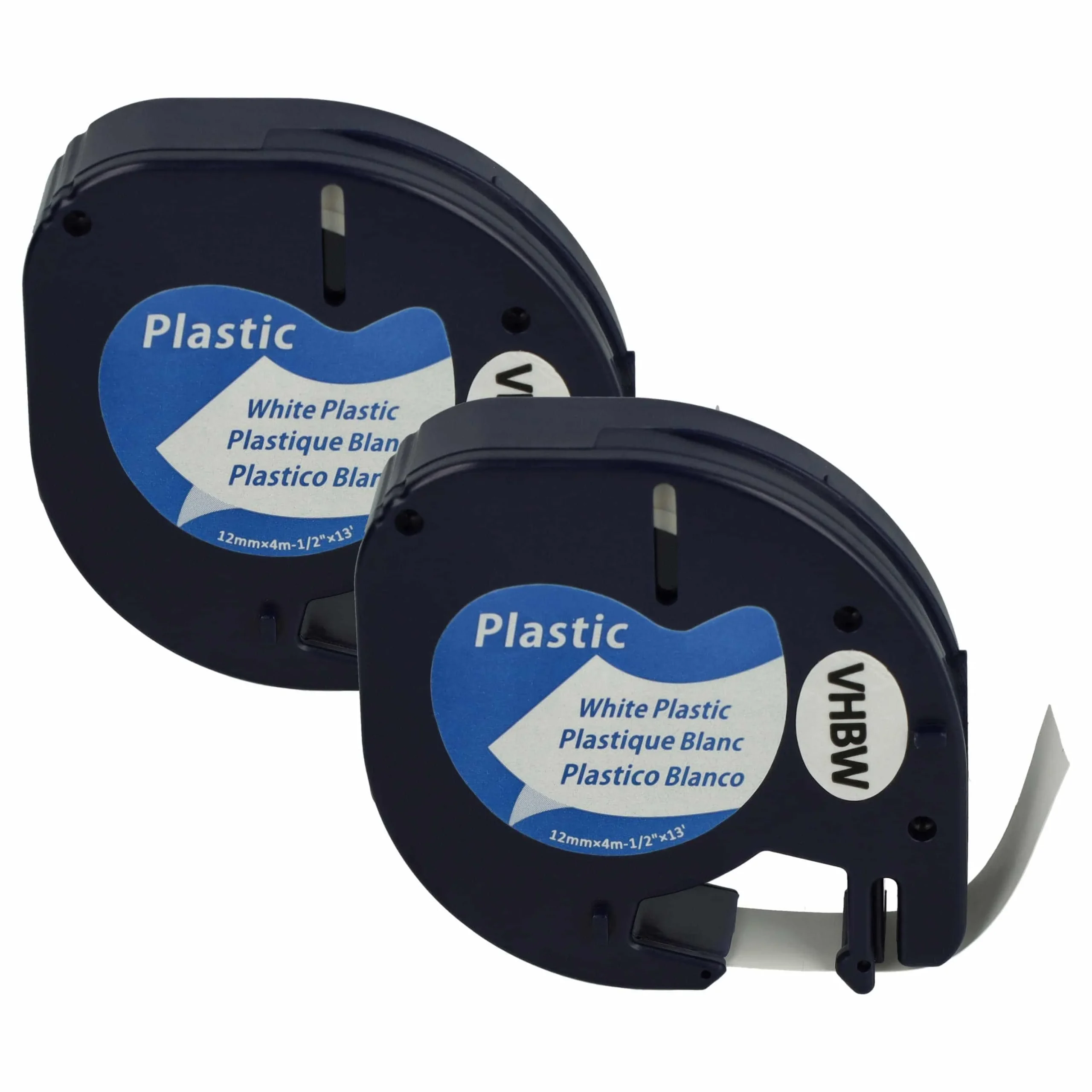 2x Cassettes à ruban en plastique remplacent Dymo S0721660, 91221 - 12mm lettrage Noir ruban Blanc, plastique