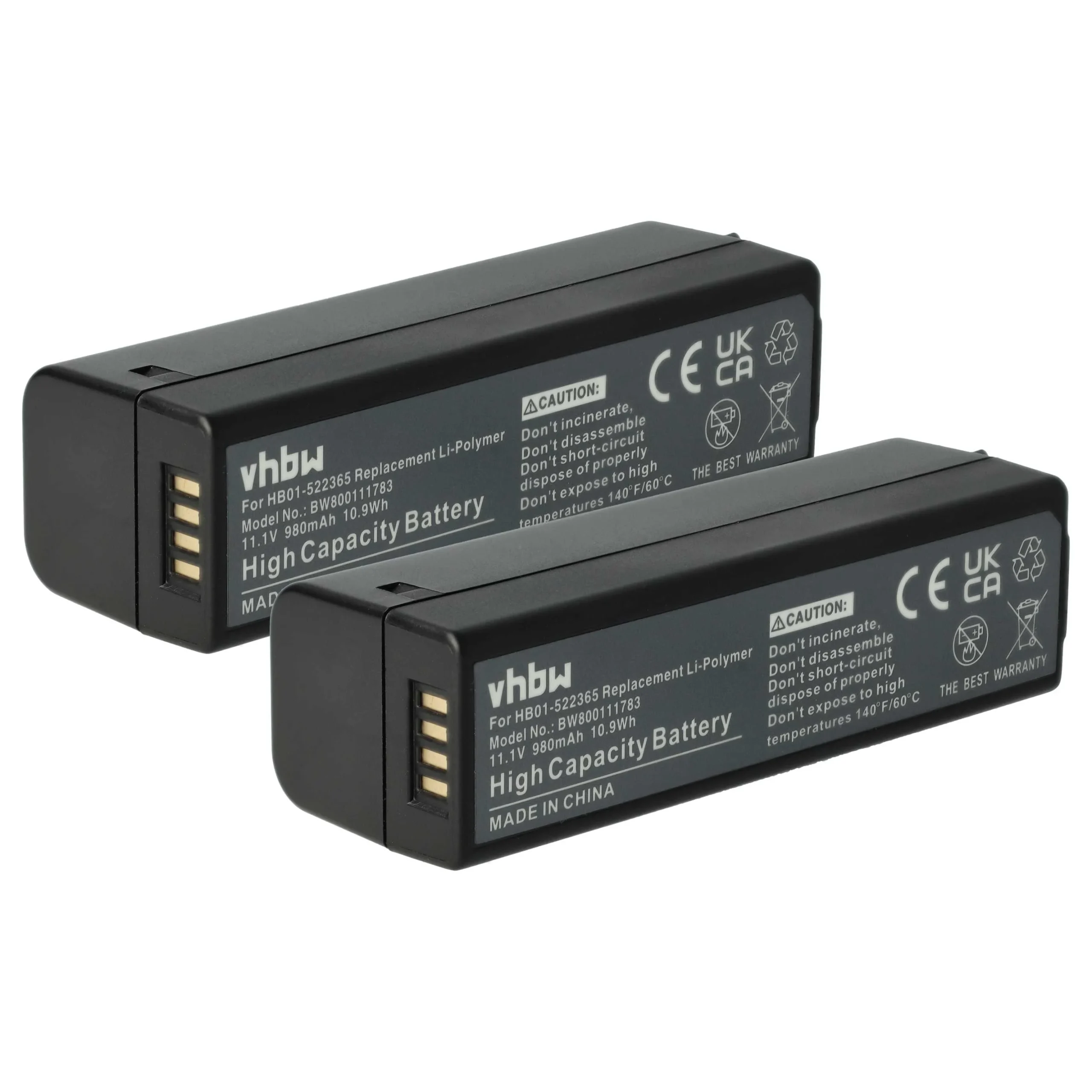 2x Batteries remplace DJI HB01, HB01-522365 pour caméra de poche DJI- 980mAh 11,1V Li-polymère
