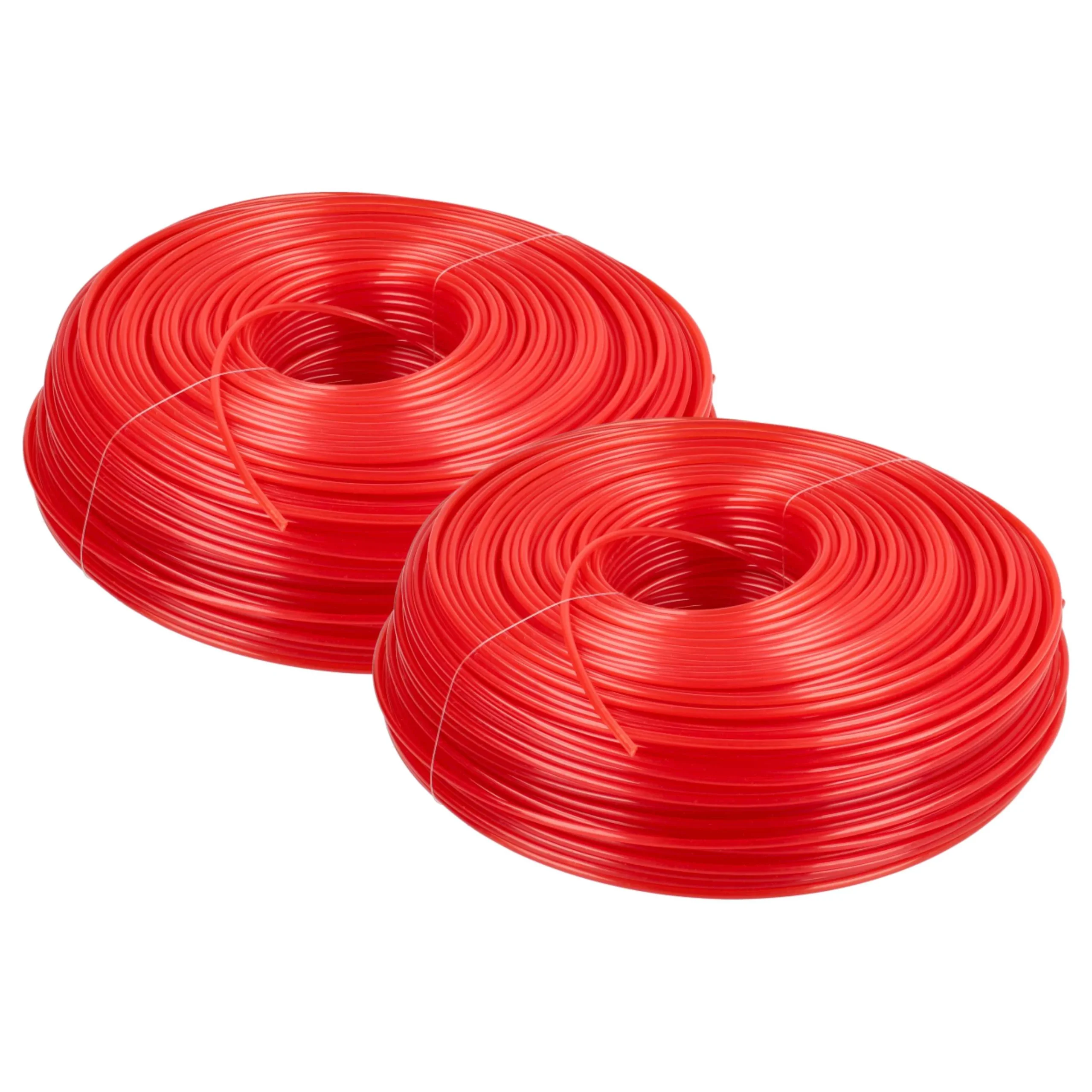 2x Fil pour débroussailleuse, tondeuse Bosch, Makita - Fil de coupe, rouge, 2 mm x 100 m, rond