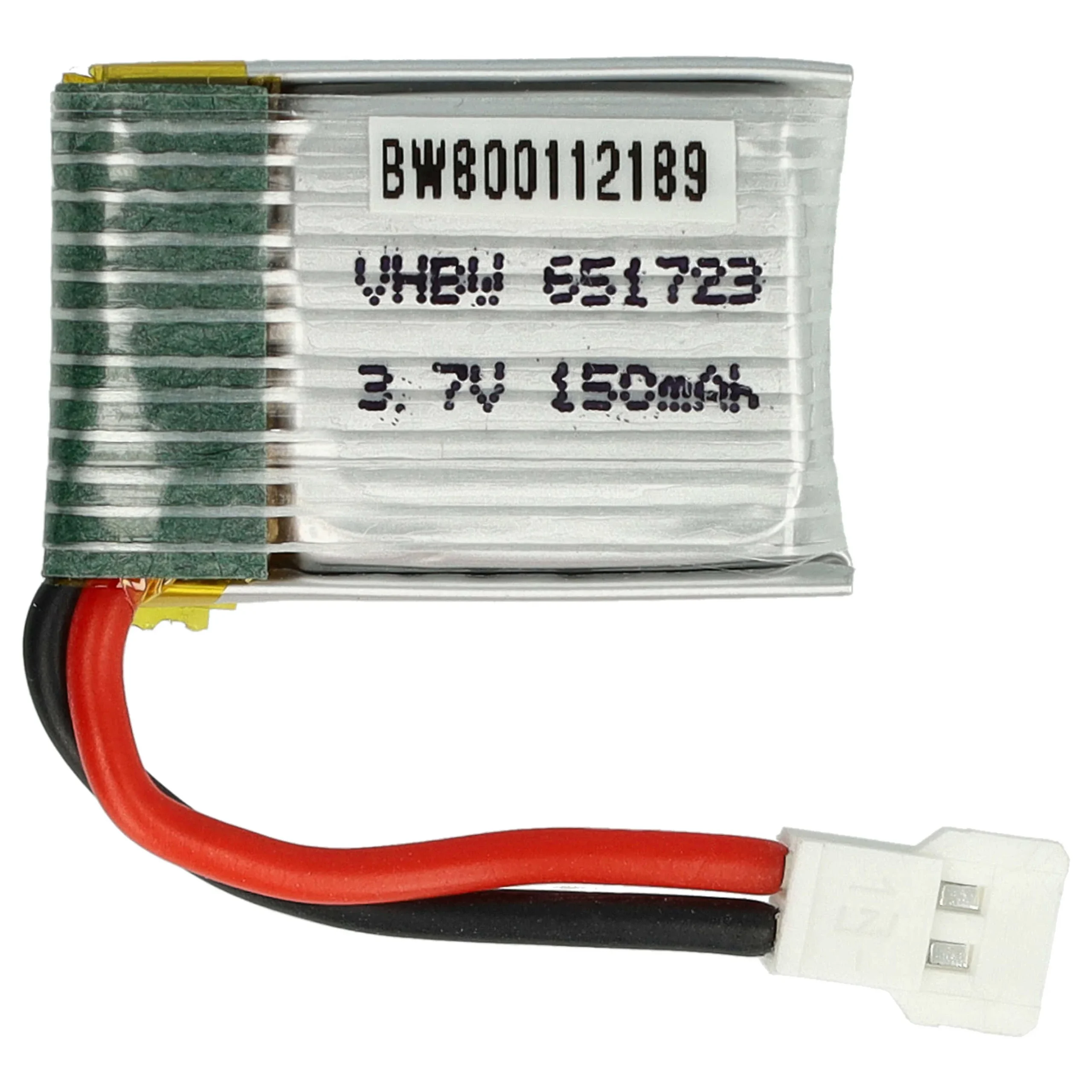 Batterie remplace JJRC 651723 modèle radio-télécommandé - 150mAh 3,7V Li-polymère, Walkera à 2 broches