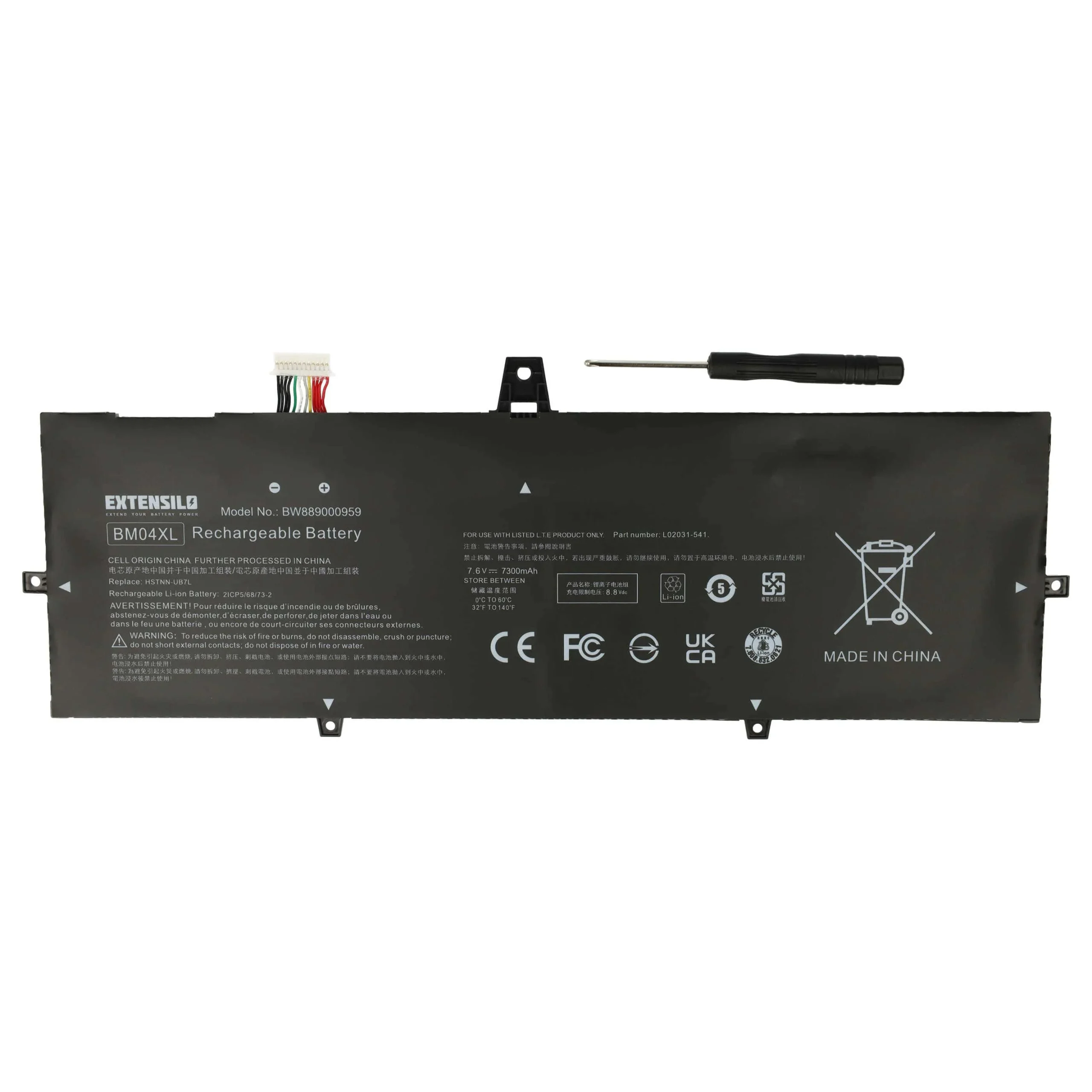 Batterie remplace HP HSTNN-DB8L, BM04XL, BM04056XL pour ordinateur portable HP- 7300mAh 7,6V Li-ion