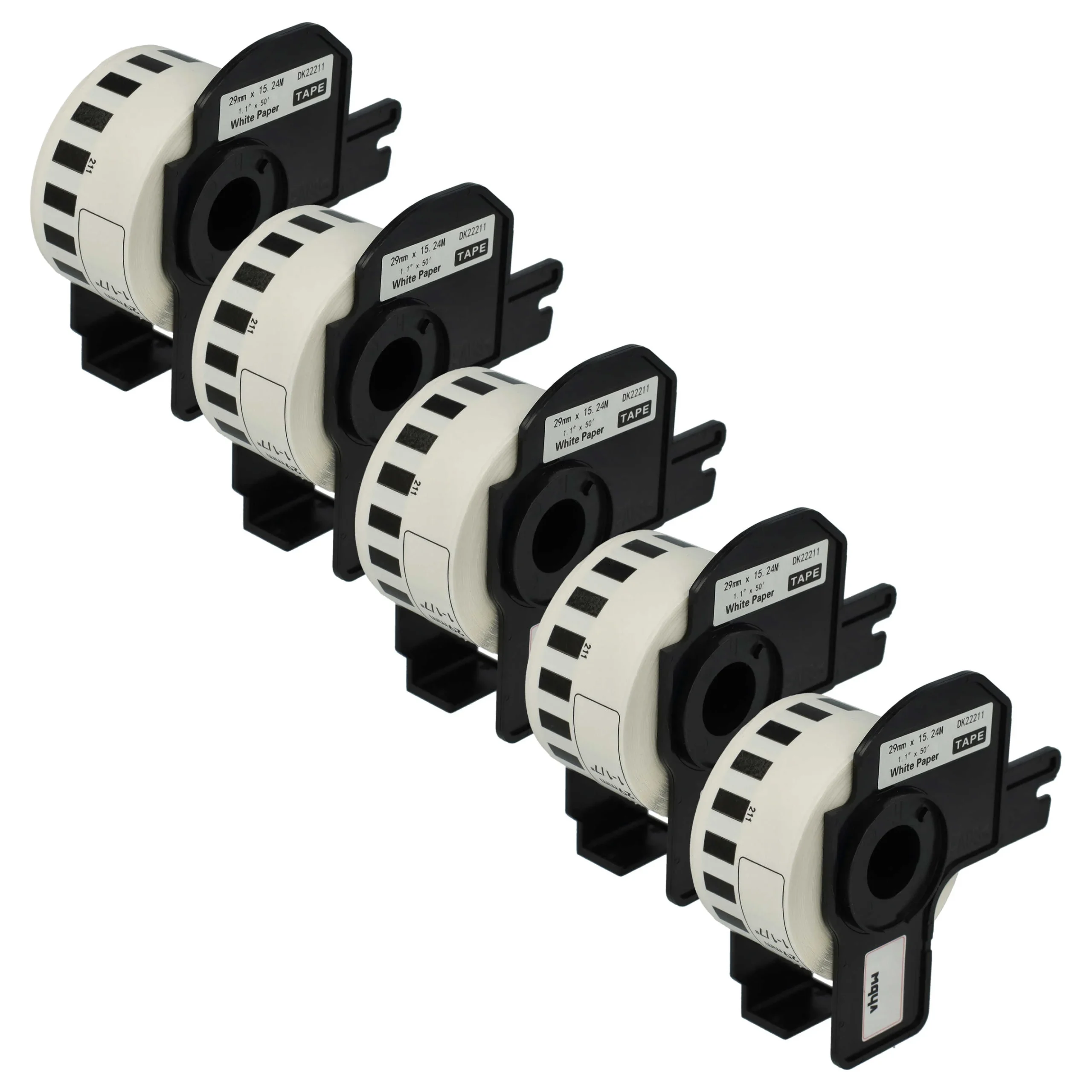 5x Étiquette remplacent Brother DK-22211 pour imprimante étiqueteuse - 29mm x 15,24m + support