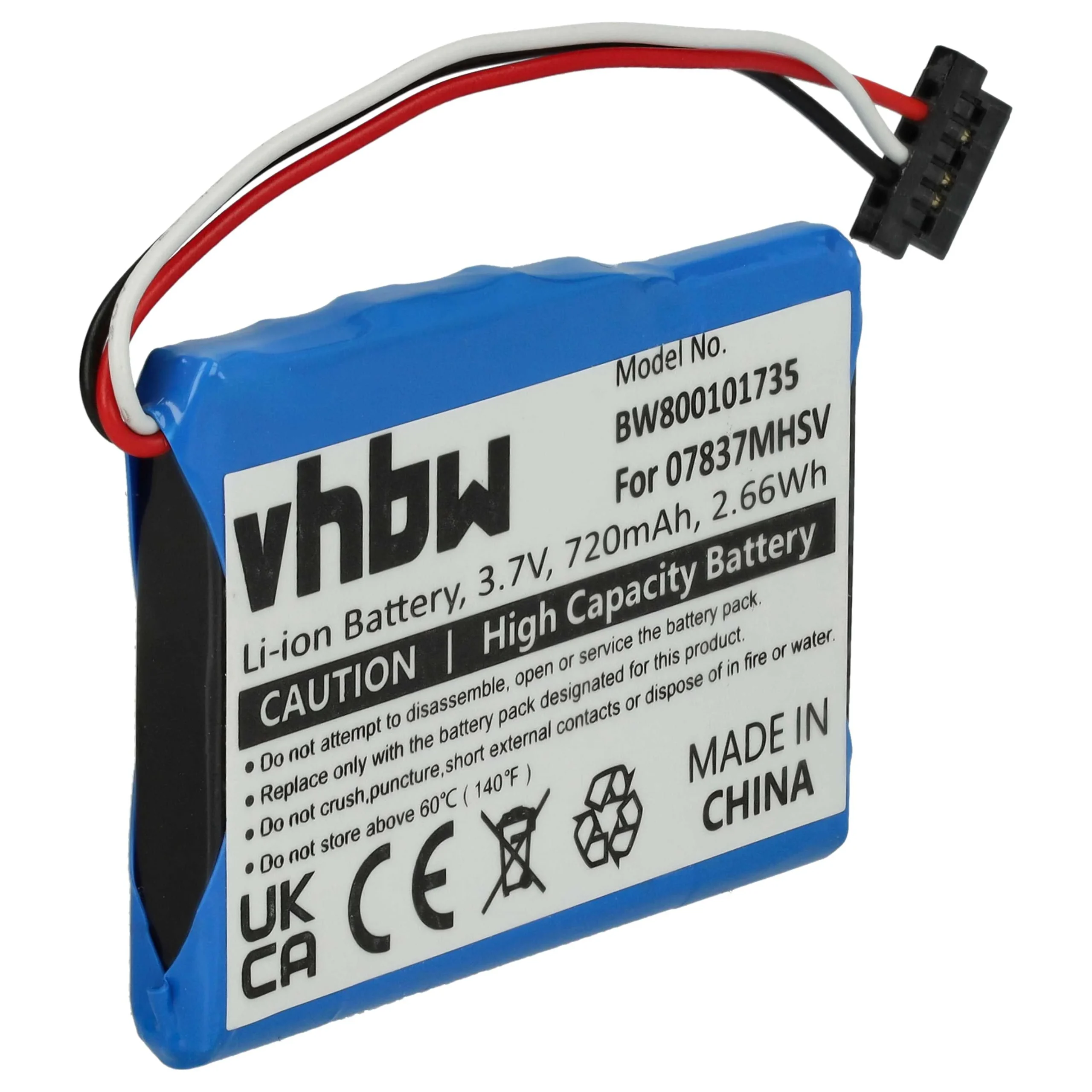 Batterie remplace Becker 07837MHSV, 338937010150 pour navigation GPS Becker - 720mAh 3,7V Li-ion