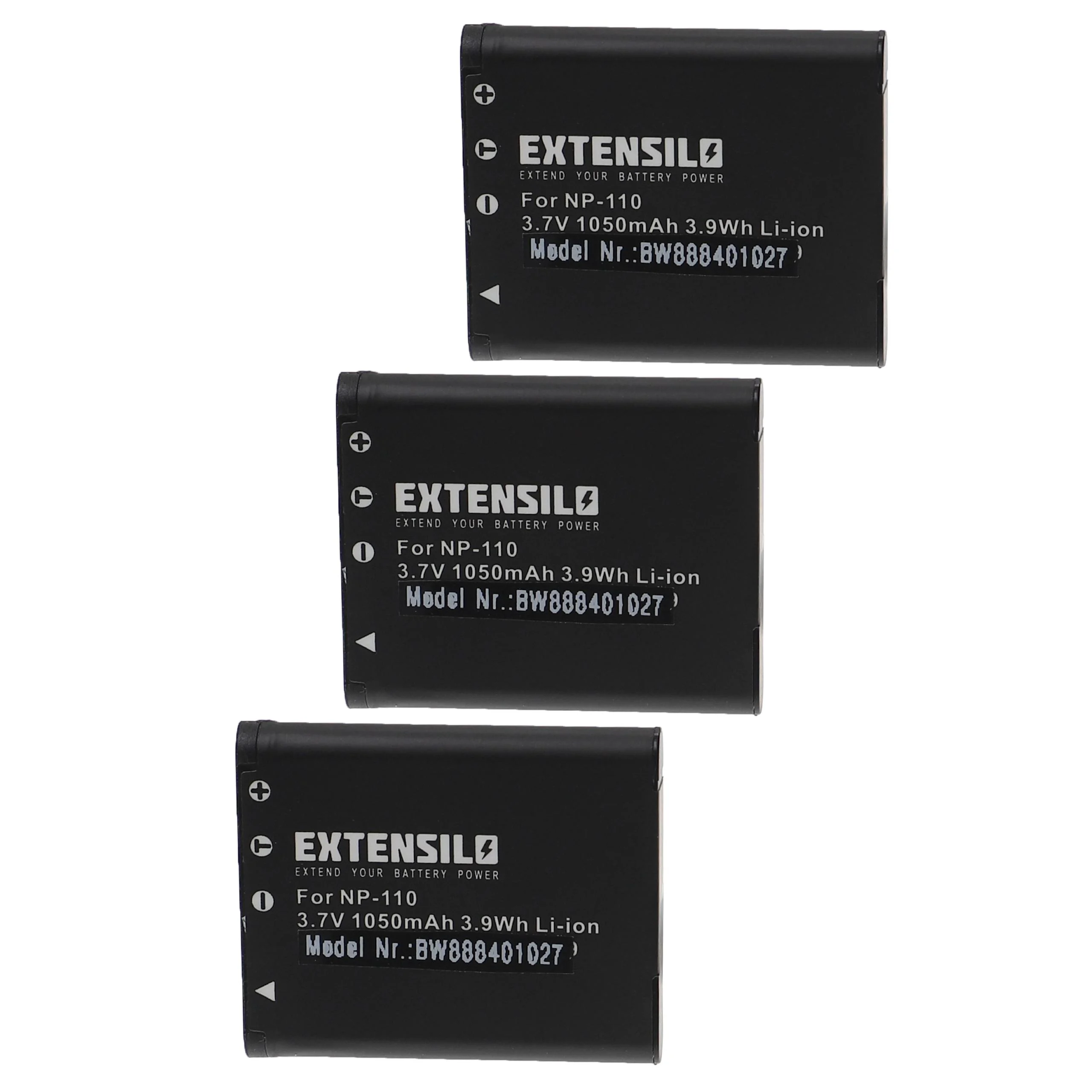 3x Batteries remplace Casio NP-160, NP-110DBA, NP-110, NP-110L pour appareil photo Casio- 1050mAh 3,7V Li-ion