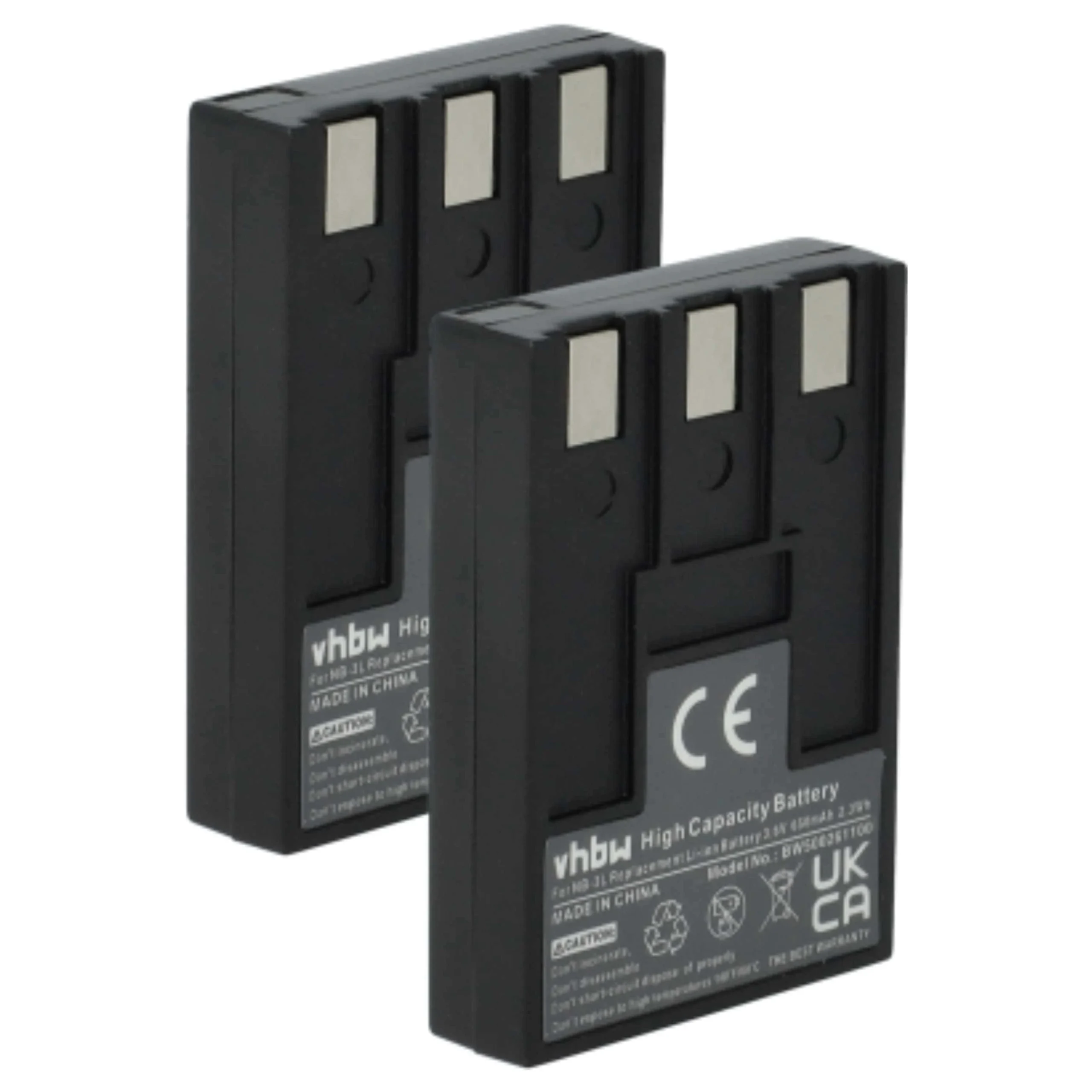 2x Batteries remplace Canon NB-3L pour appareil photo Canon- 650mAh 3,6V Li-ion
