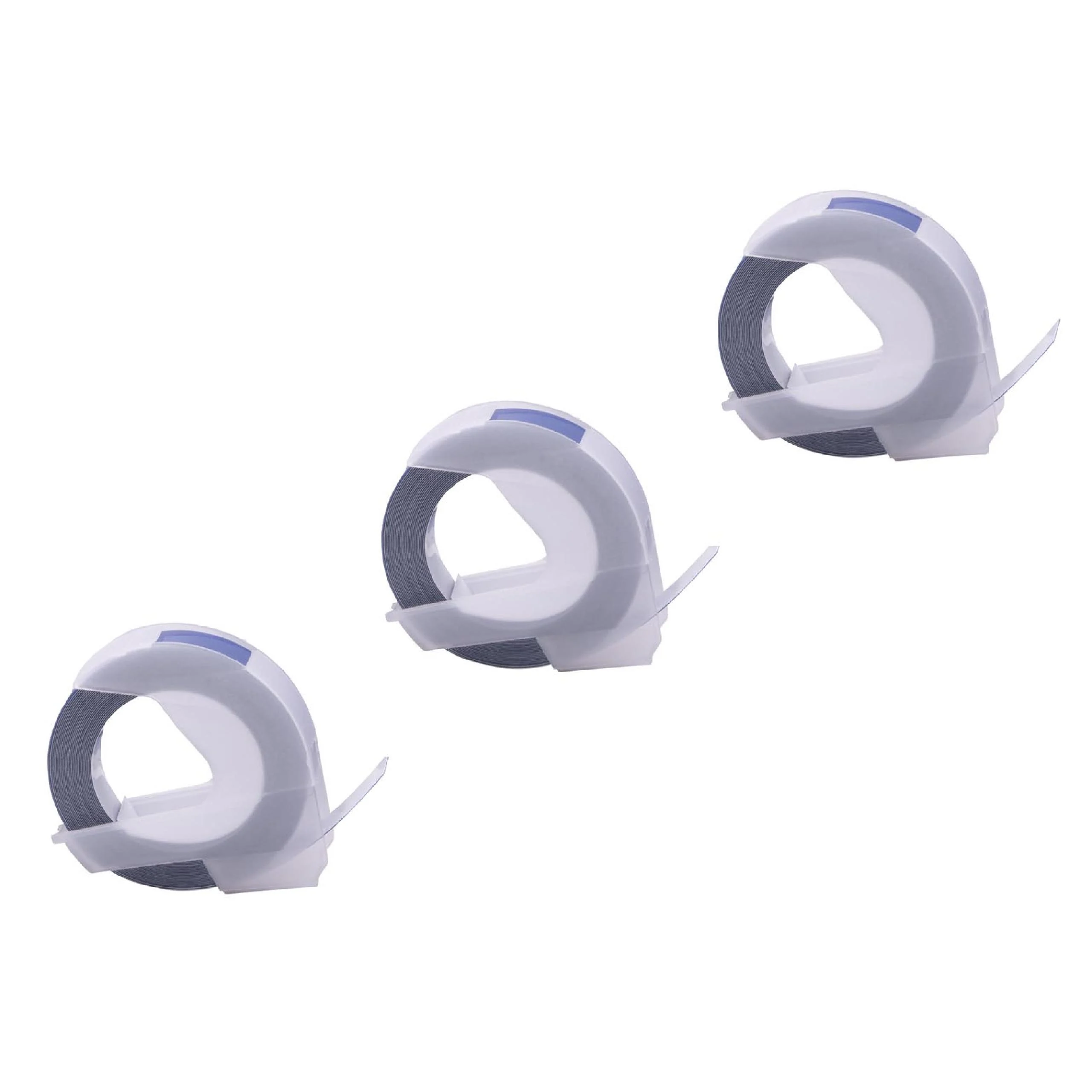 3x Cassettes à ruban, gaufrage relief remplacent Dymo 520106 - 9mm lettrage Blanc ruban Bleu, plastique
