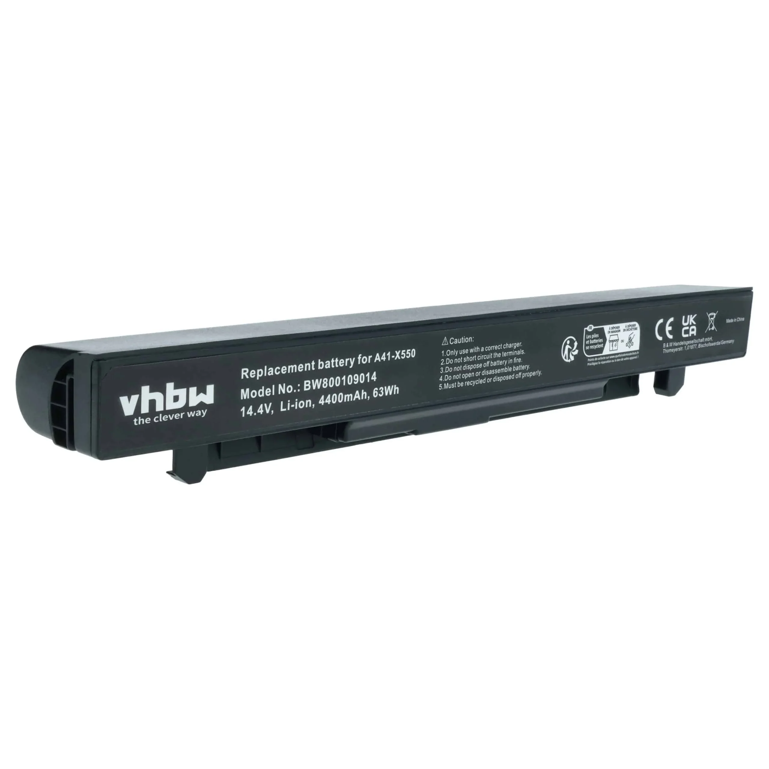 Batterie remplace Asus A41-X550, A41-X550A pour ordinateur portable Asus- 4400mAh 14,4V Li-ion, noir