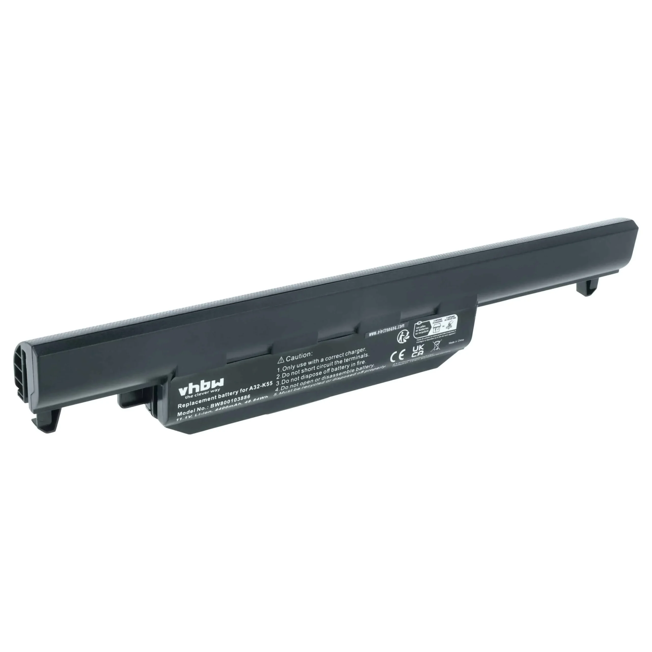 Batterie remplace Asus A33-K55, A32-K55, A41-K55 pour ordinateur portable Asus- 4400mAh 11,1V Li-ion, noir