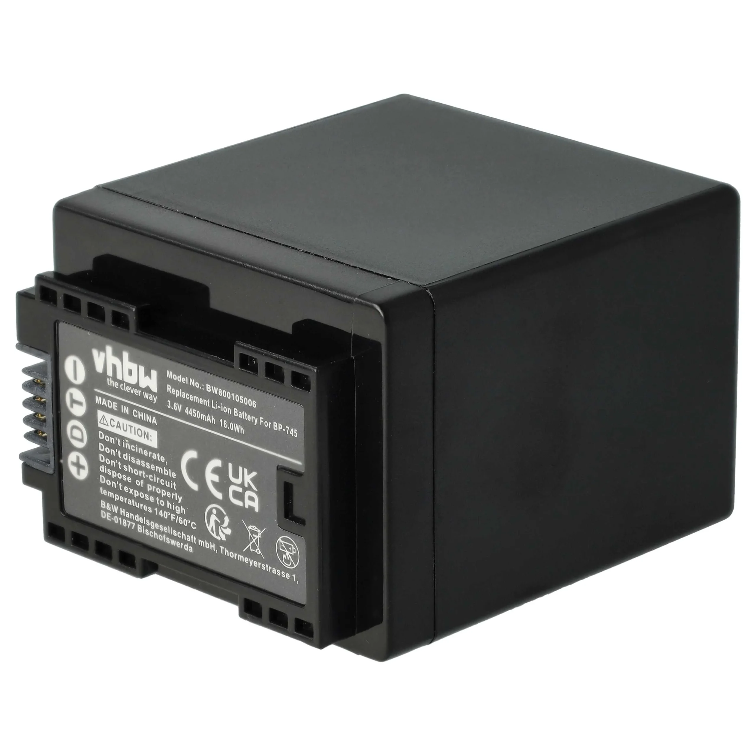 Batterie remplace Canon BP-727, BP-745 pour caméscope Canon- 4450mAh 3,6V Li-ion avec puce