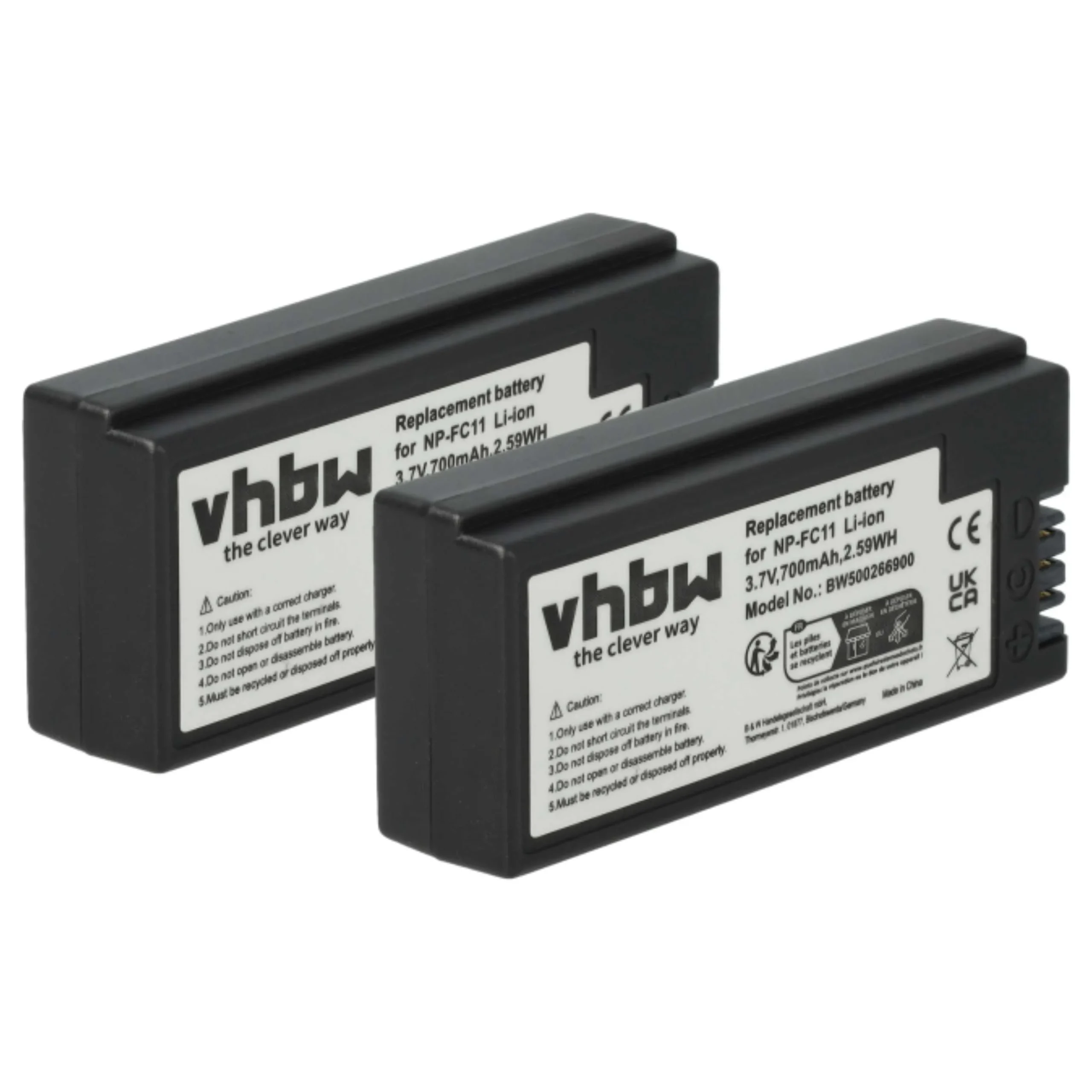2x Batteries remplace Sony NP-FC10, NP-FC11 pour appareil photo Sony- 700mAh 3,6V Li-ion