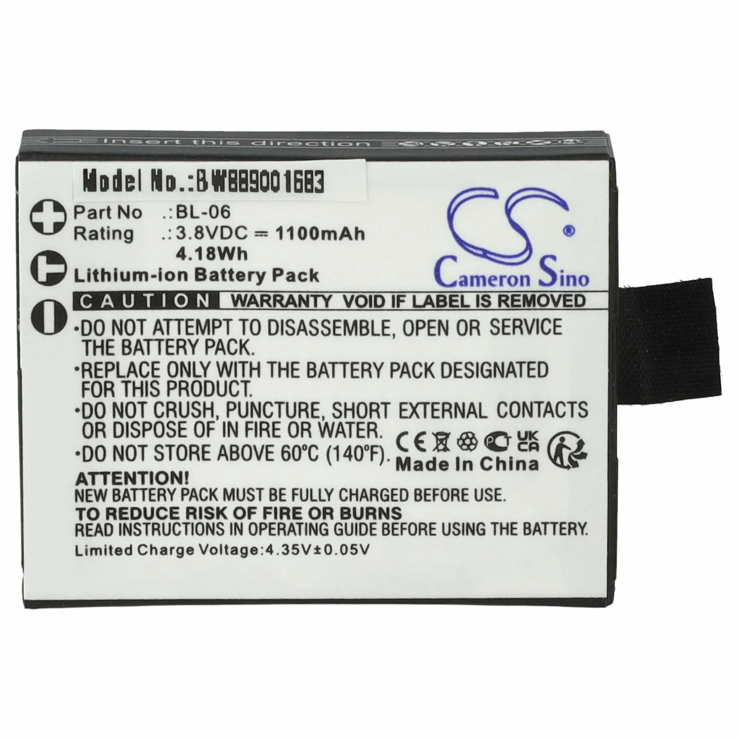 Batterie remplace BL-06 pour appareil photo EZVIZ- 1100mAh 3,8V Li-ion