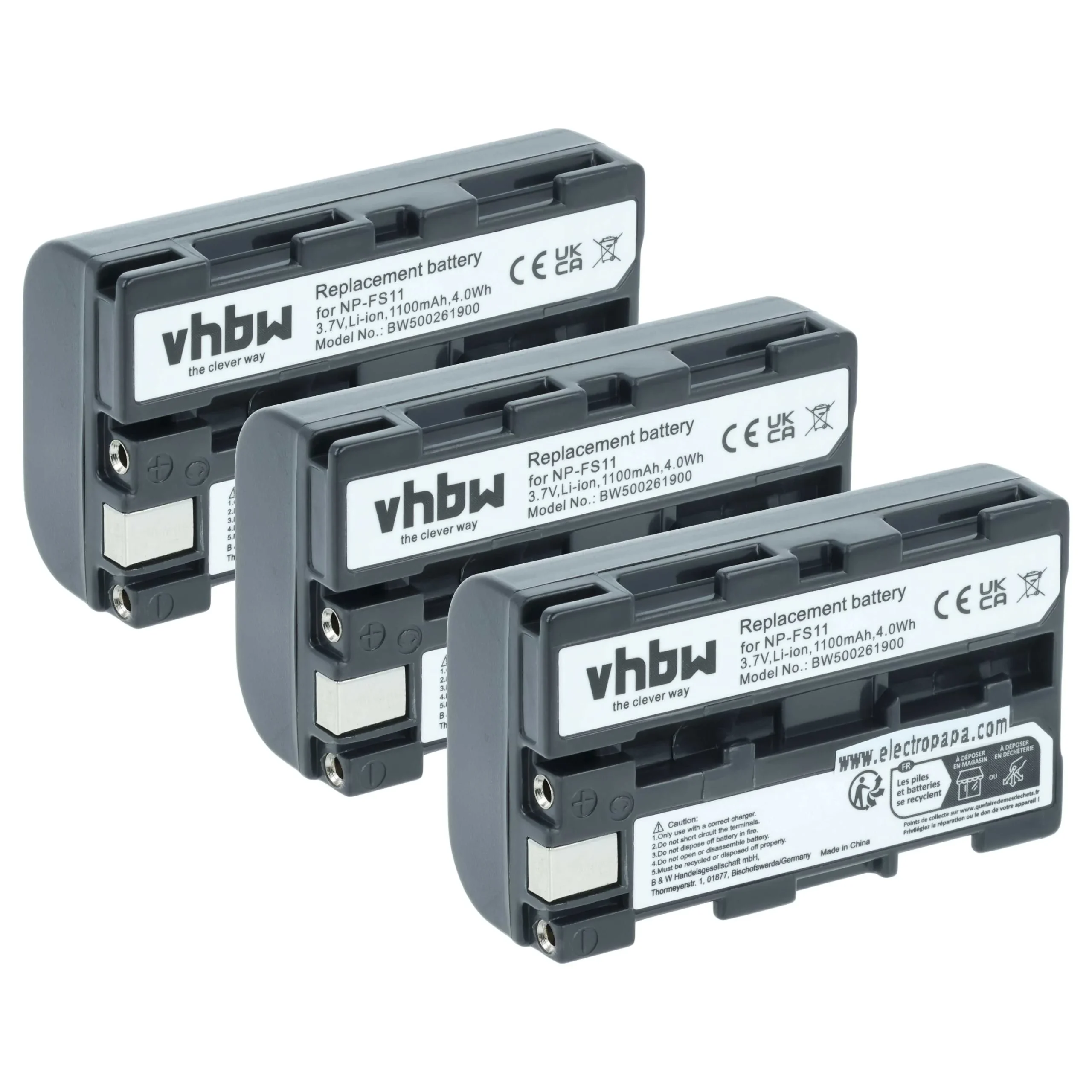 3x Batteries remplace Sony NP-FM11, NP-FS10, NP-F11, NP-FM10, NP-F10 pour caméscope Sony- 1100mAh 3,6V Li-ion