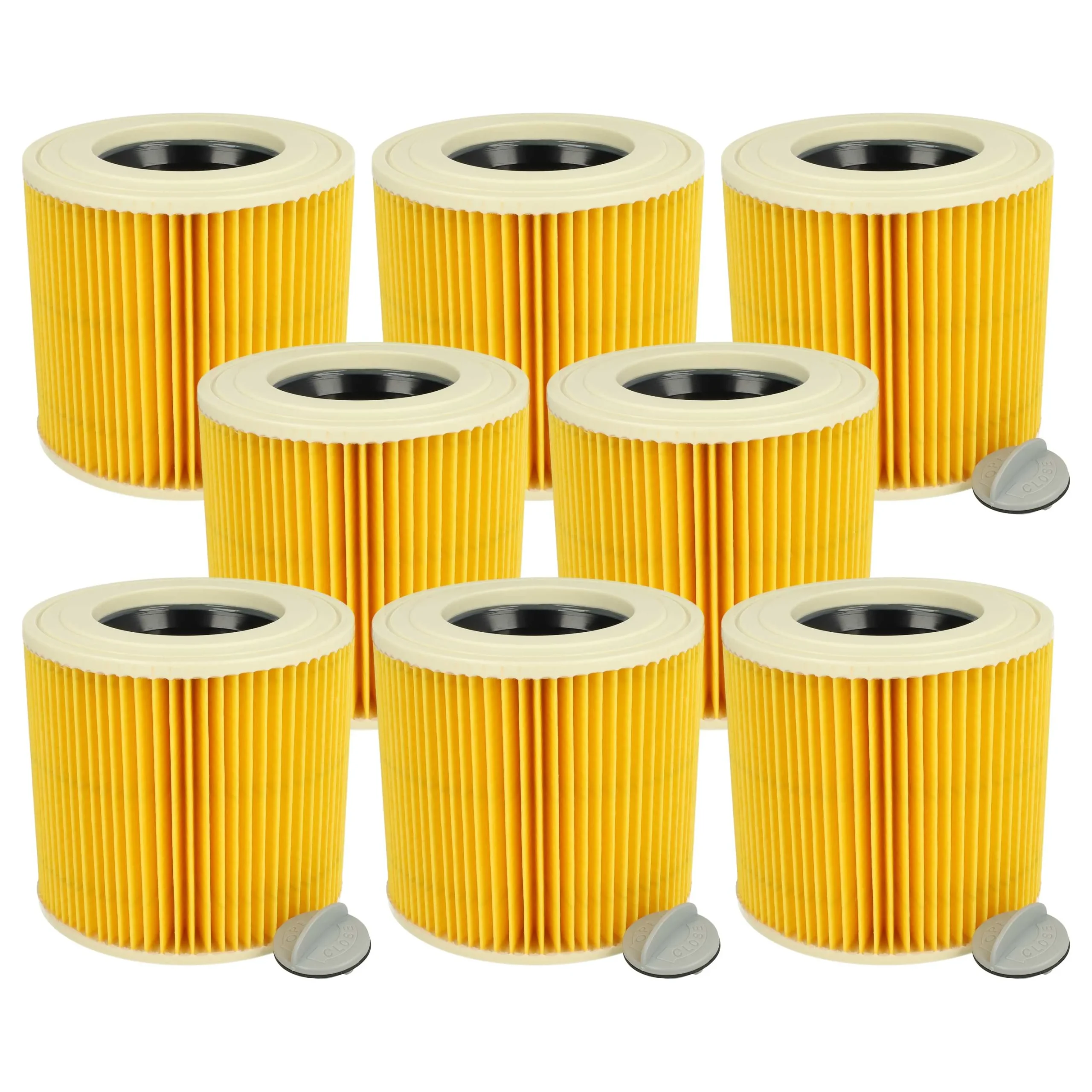 8x Filtre remplace Kärcher 6.414-789.0, 6.414-789 pour aspirateur TackLife - Cartouche Filtre, jaune / marron