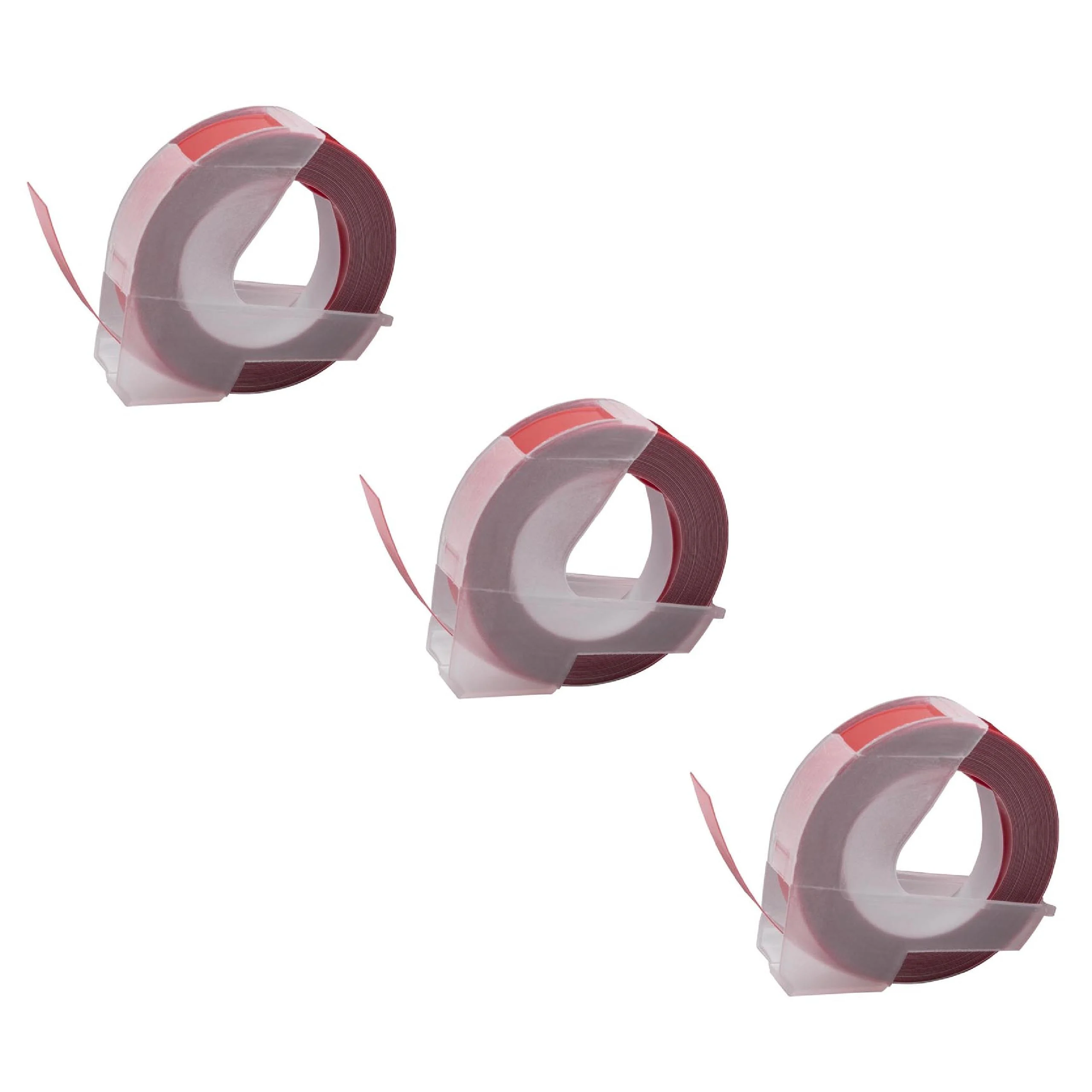 3x Cassettes à ruban, gaufrage relief remplacent Dymo 520102 - 9mm lettrage Blanc ruban Rouge, plastique