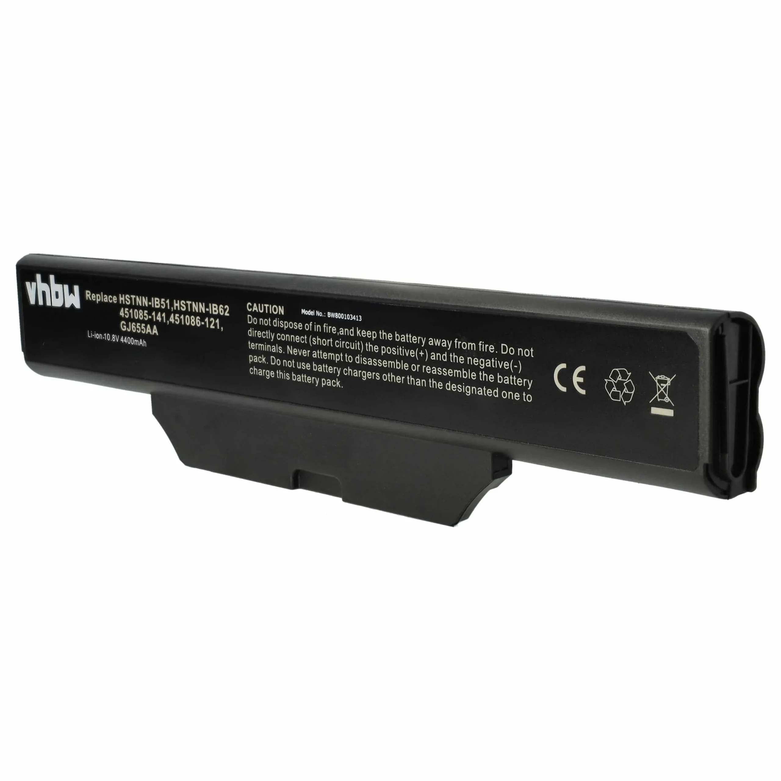 Batterie remplace HP 451085-141, 451085-661 pour ordinateur portable HP CompaQ- 4400mAh 10,8V Li-ion, noir