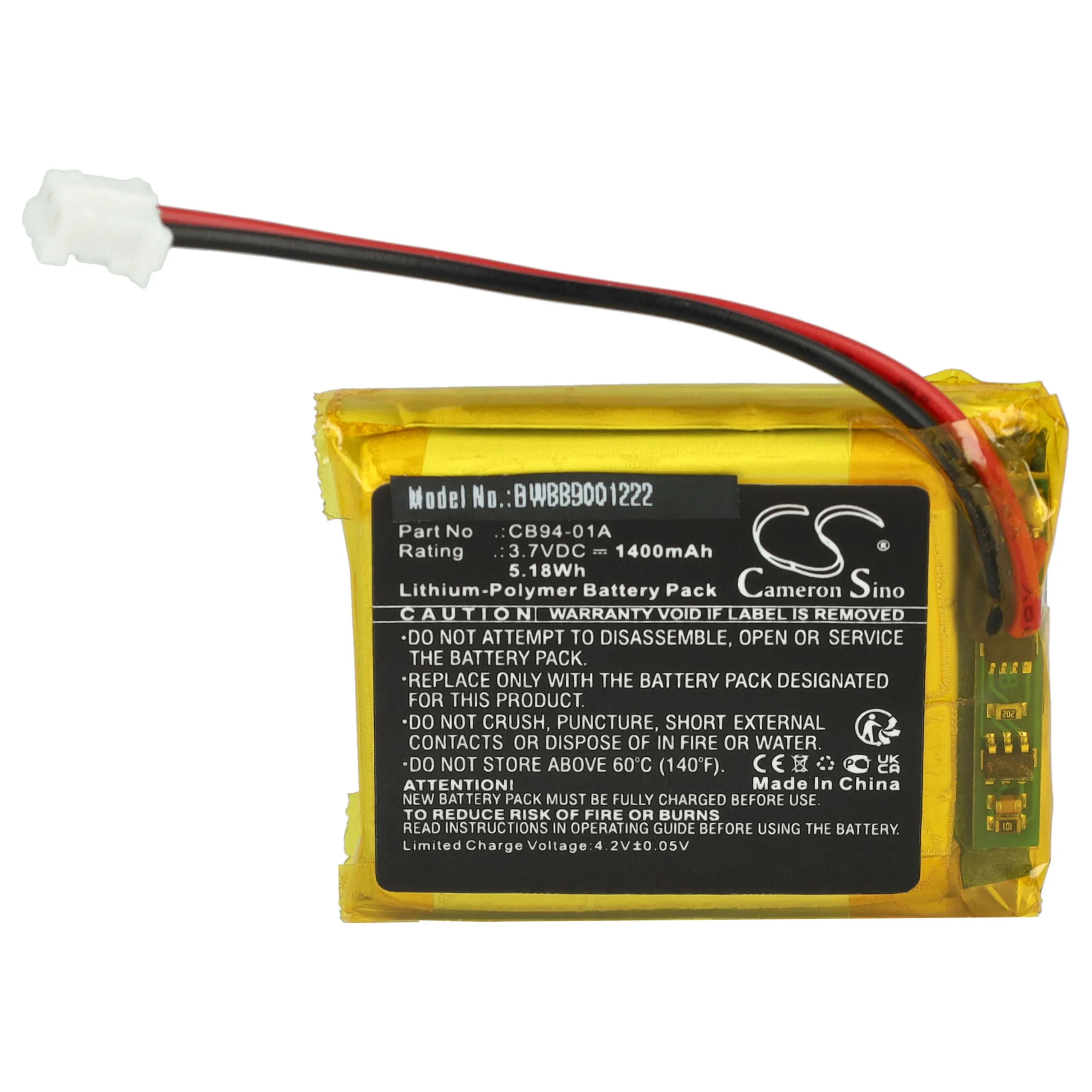 Batterie remplace Motorola CB94-01A pour moniteur bébé Motorola - 1400mAh 3,7V Li-polymère