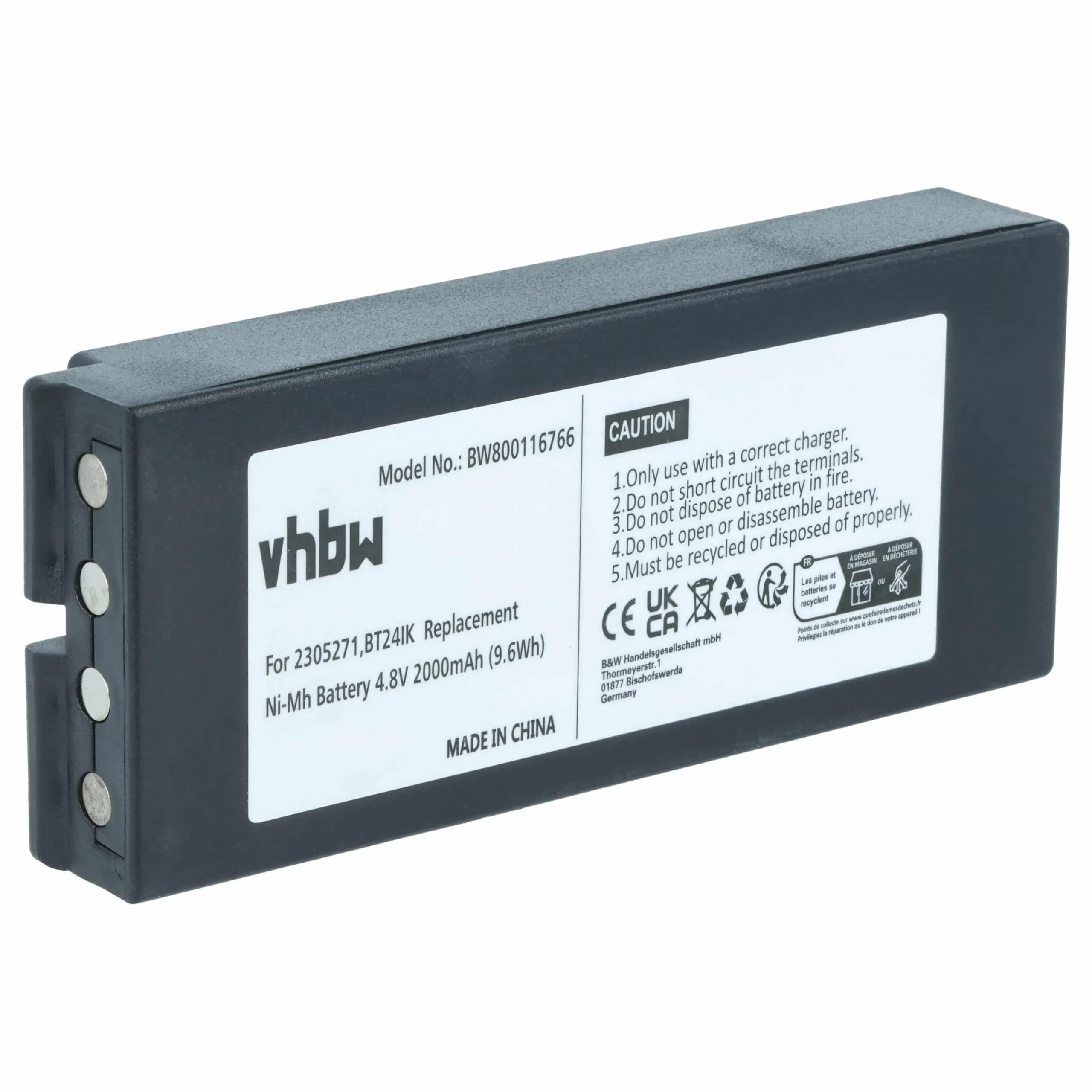 Batterie remplace Danfoss 2305271, BT24IK - 2000mAh 4,8V NiMH