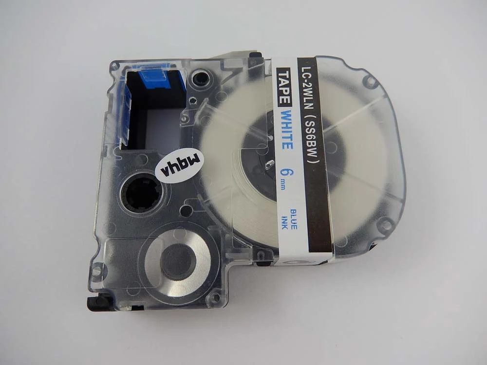 Cassette à ruban remplace Epson LC-2WLN - 6mm lettrage Bleu ruban Blanc, plastique