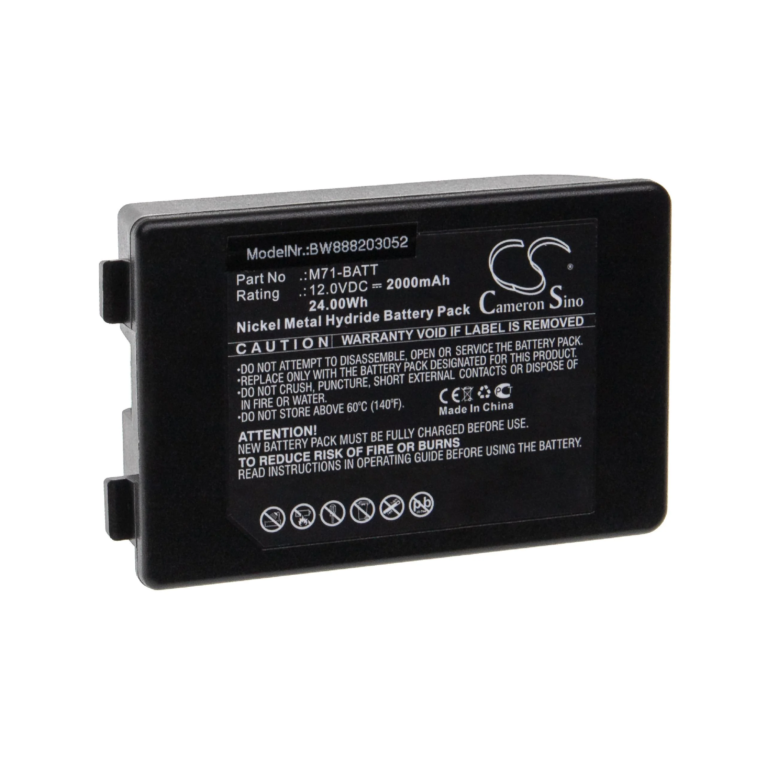 Batterie remplace Brady M71-BATT pour imprimante Brady - 2000mAh 12V NiMH