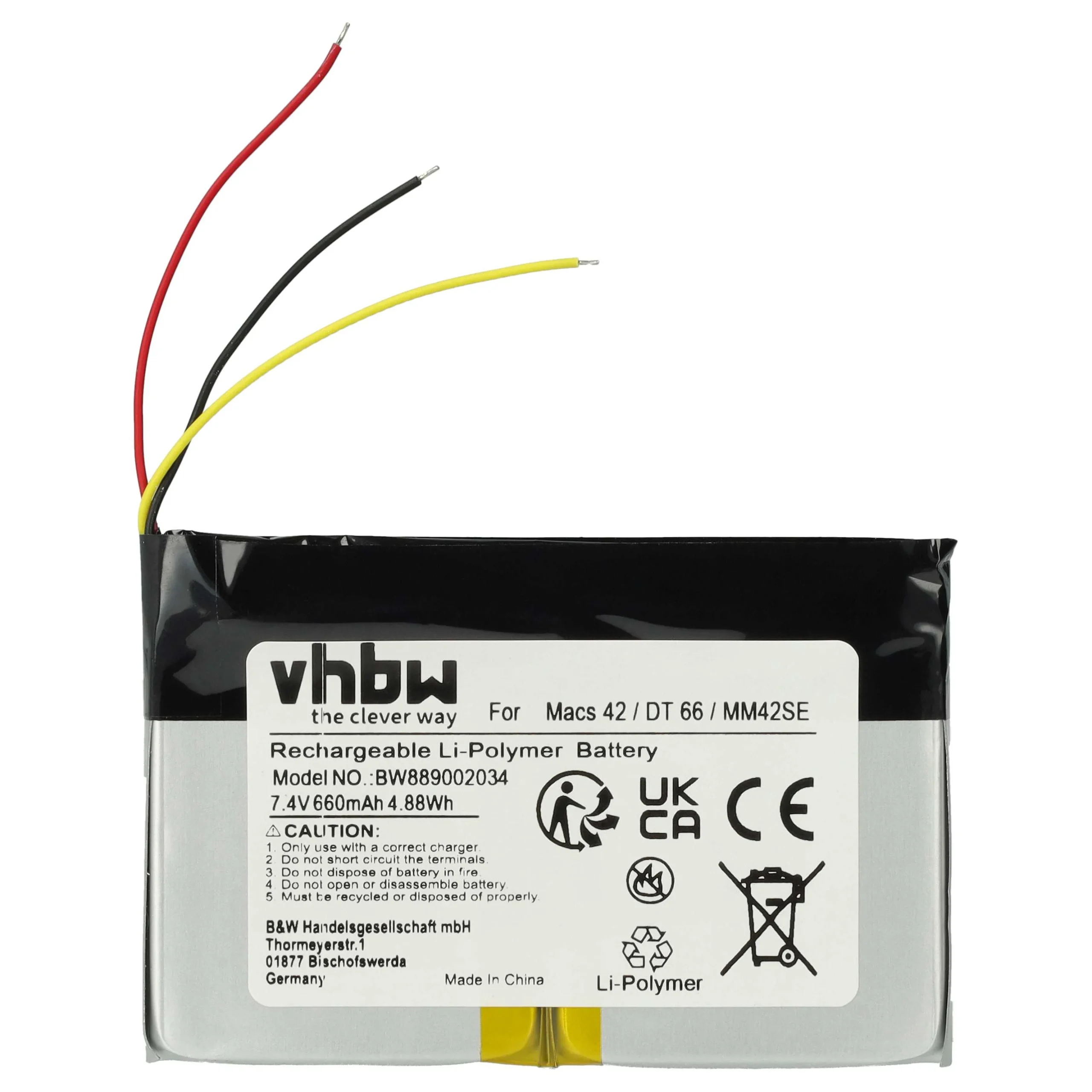 Batterie remplace Hella Gutmann 2S/LPP443441 S outil de diagnostique - 660mAh 7,4V Li-polymère