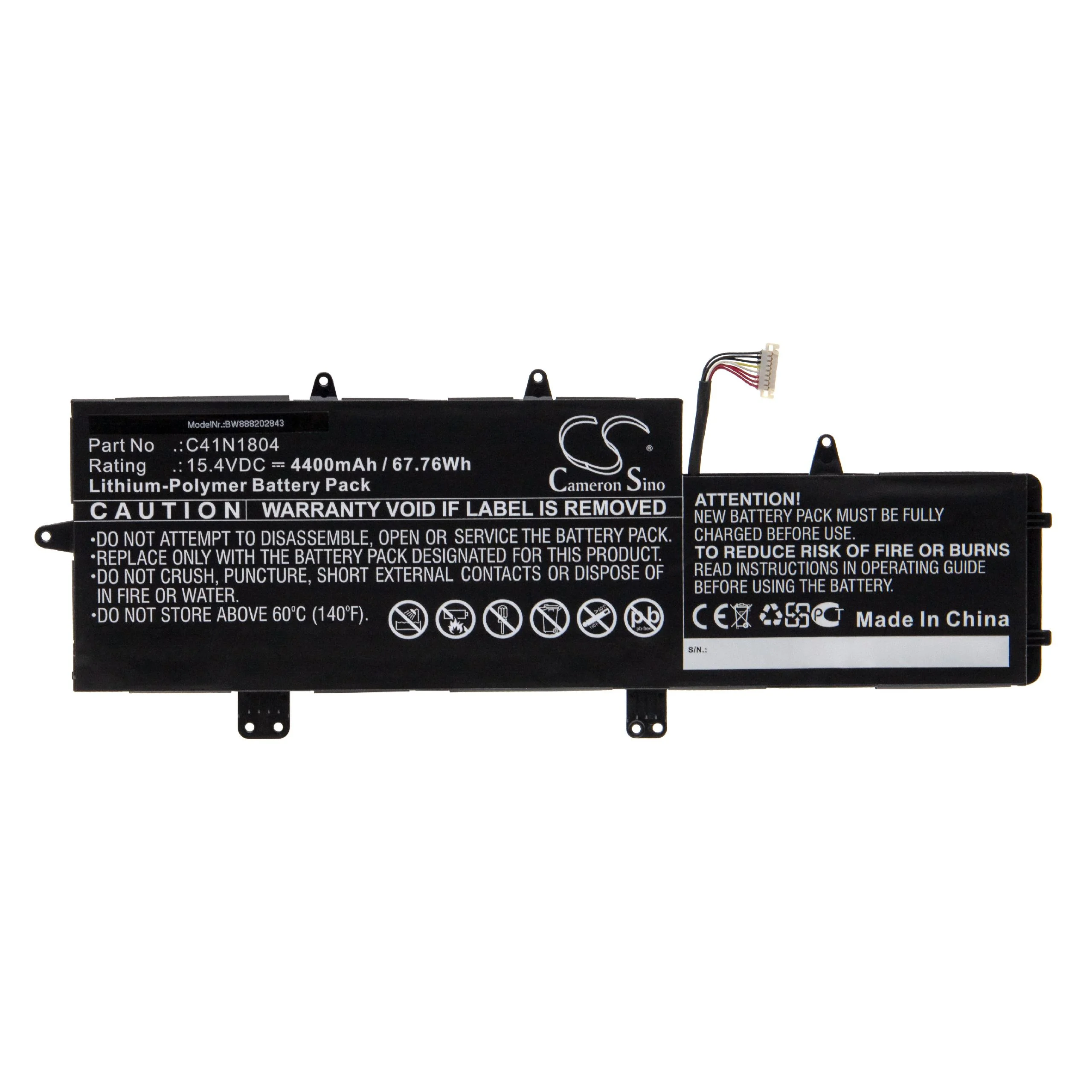 Batterie remplace Asus 0B200-02980100, C41N1804 pour ordinateur portable Asus- 4400mAh 15,4V Li-polymère