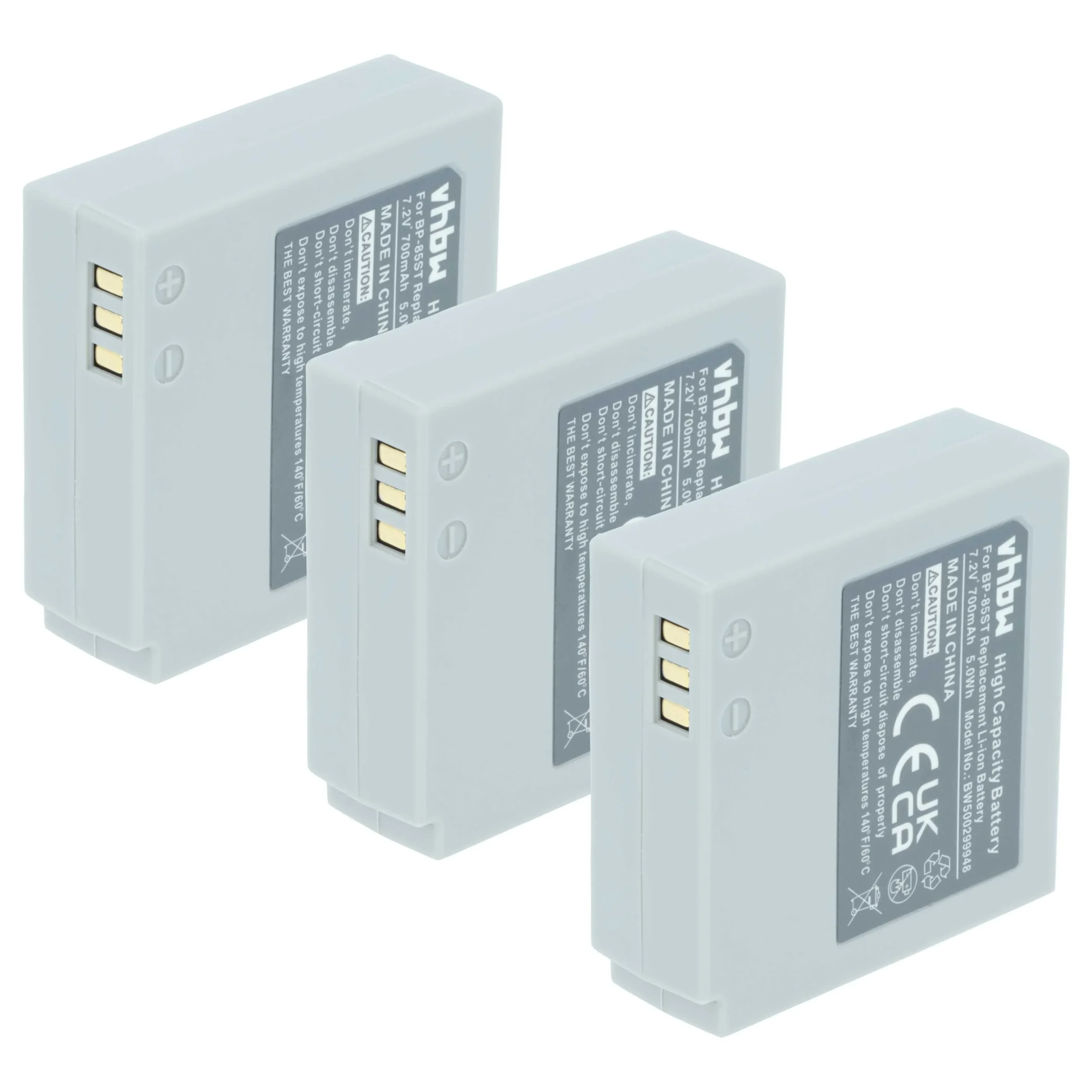 3x Batteries remplace Samsung BP-85ST pour caméscope Samsung- 700mAh 7,2V Li-ion