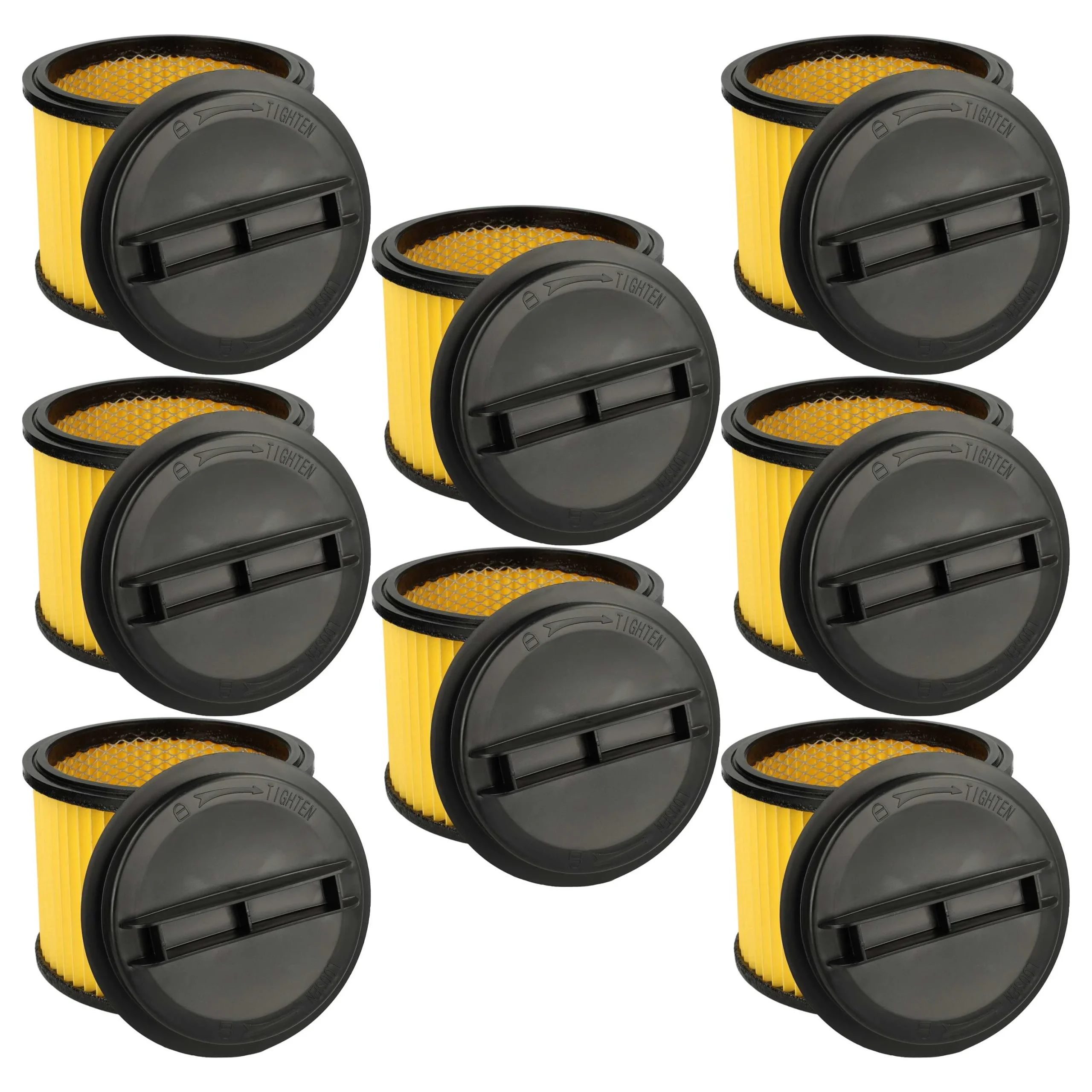 8x Filtre remplace Einhell 23.424.25, 23.421.75, 23.421.67 pour aspirateur Ozito - filtre plissé, noir / jaune
