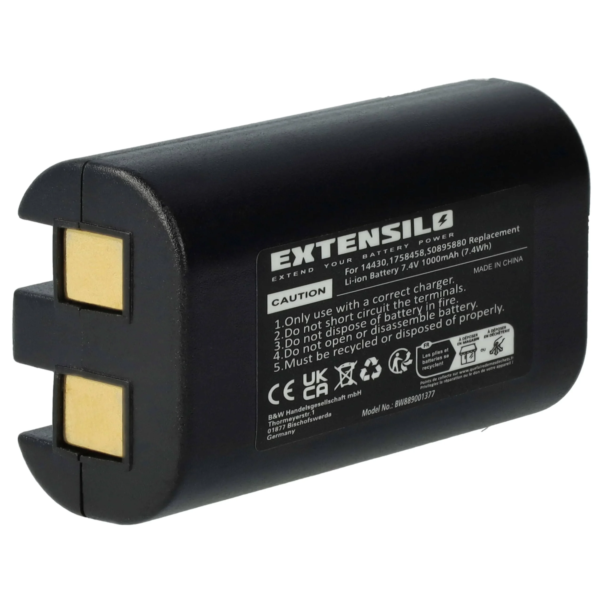 Batterie remplace 3M W003688, S0895880 pour imprimante 3M - 1000mAh 7,4V Li-ion