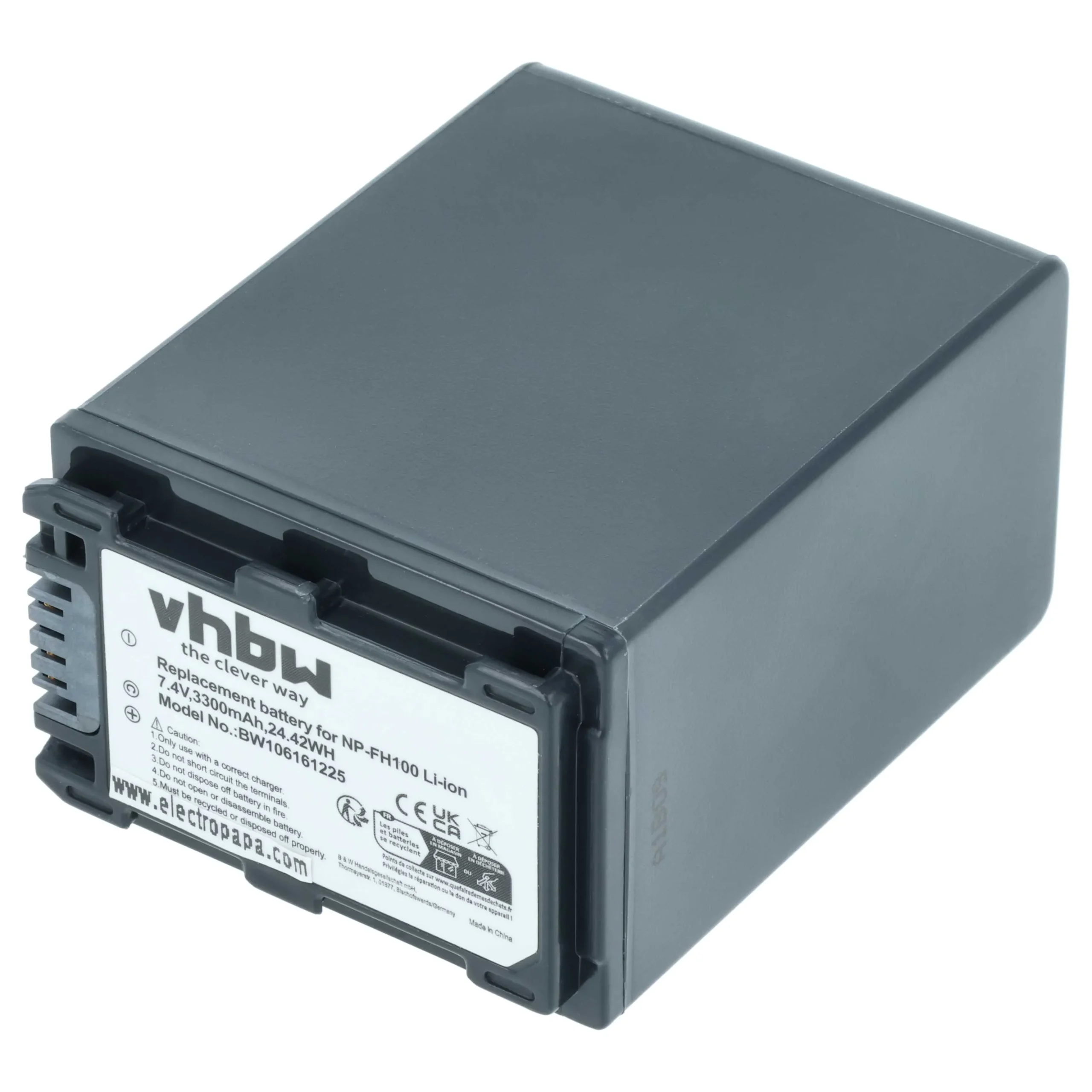 Batterie remplace Sony NP-FH50, NP-FH100, NP-FH70, NP-FH40 pour caméscope Sony- 3300mAh 7,4V Li-ion avec puce