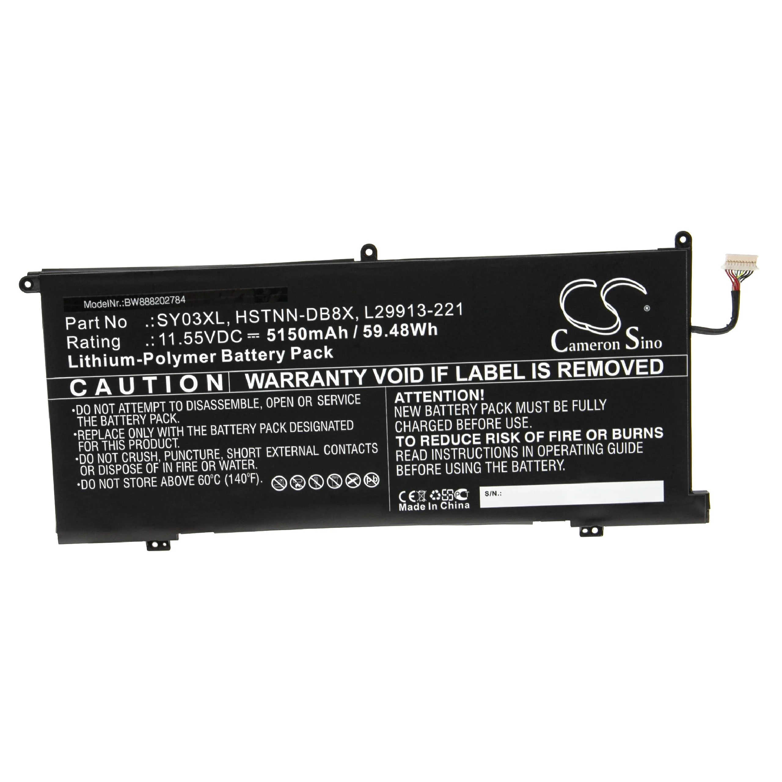Batterie remplace HP L29913-221, HSTNN-DB8X pour ordinateur portable HP- 5150mAh 11,55V Li-polymère