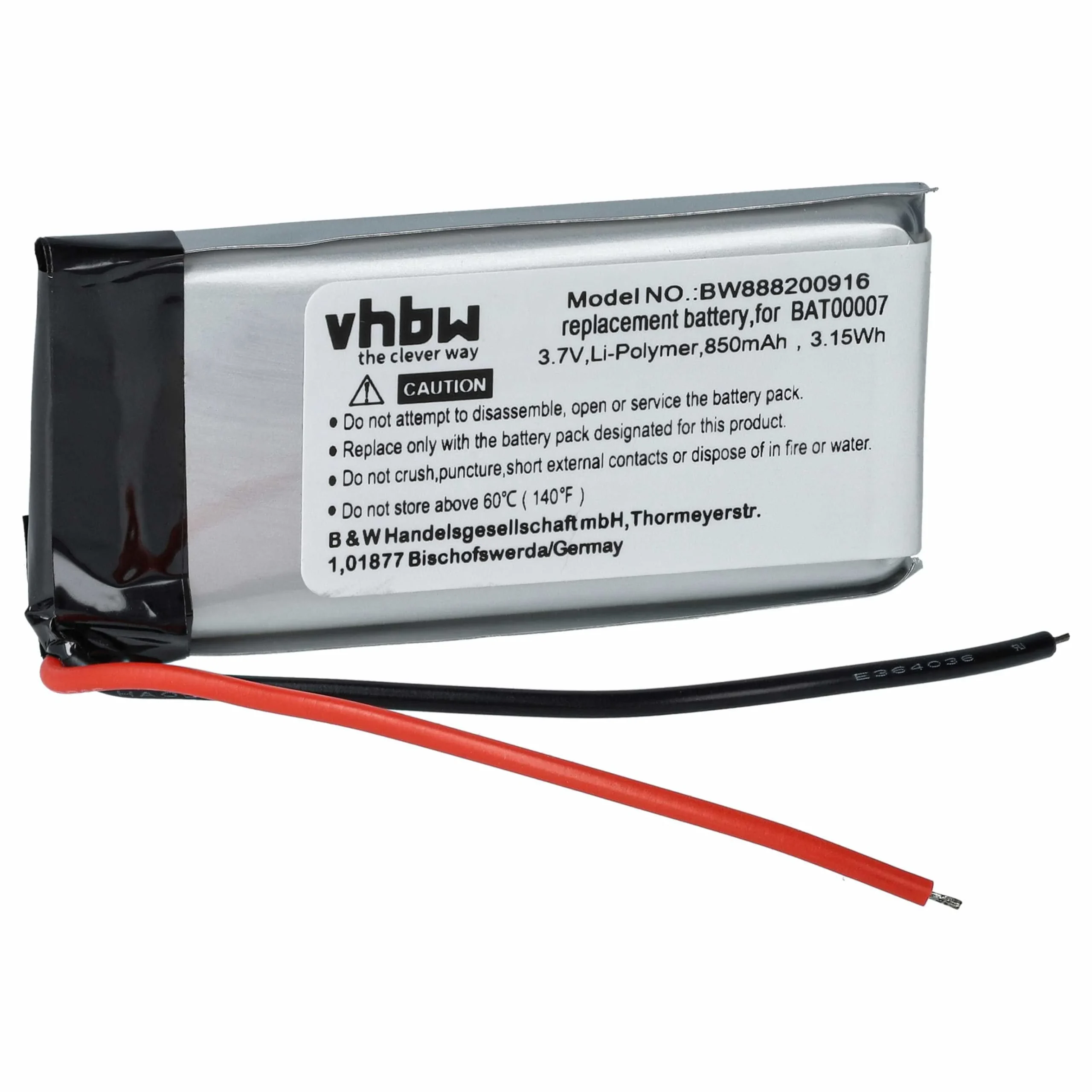 Batterie remplace Cardo BAT00007 casque audio Cardo - 850mAh 3,7V Li-polymère