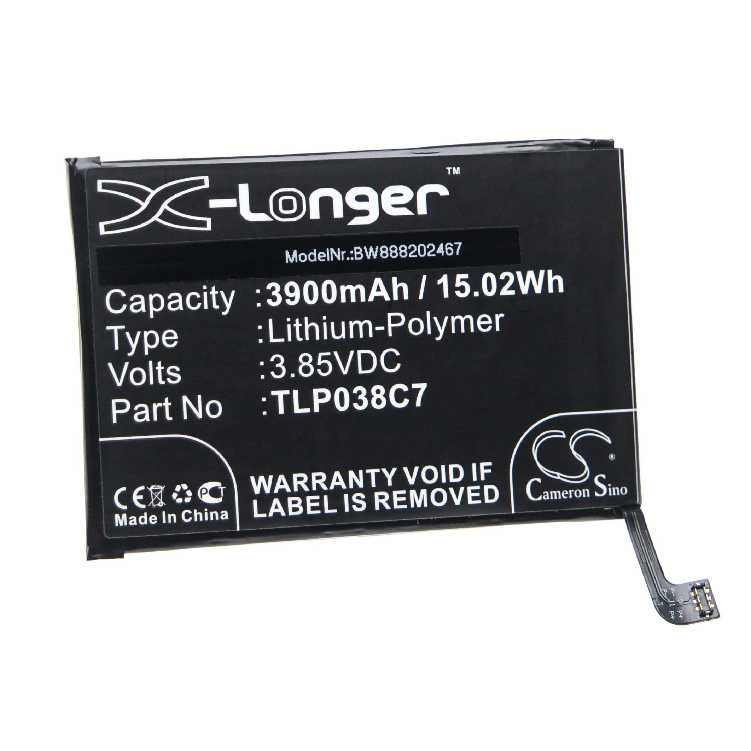 Batterie remplace Alcatel TLP038C7 téléphone portable Alcatel - 3900mAh 3,85V Li-polymère
