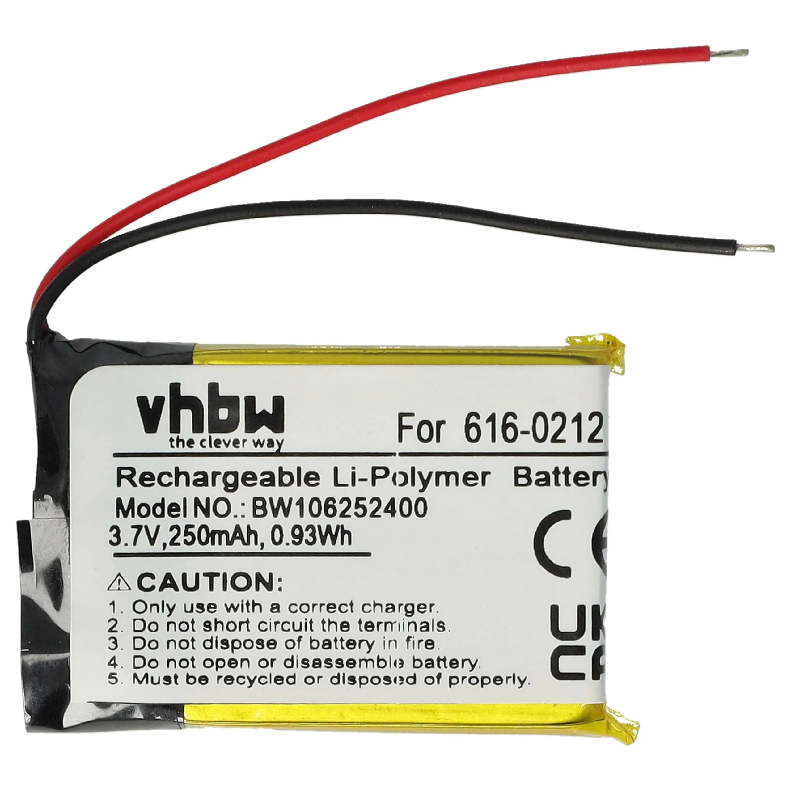 Batterie remplace Apple 616-0212, ICP0534500, AW4701218074 pour lecteur MP3 Apple - 250mAh 3,7V Li-polymère