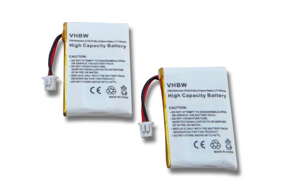 Batterie (2 pcs.) remplace Plantronics 202599-03, 64327-01 casque audio Plantronics - 300mAh 3,7V Li-polymère