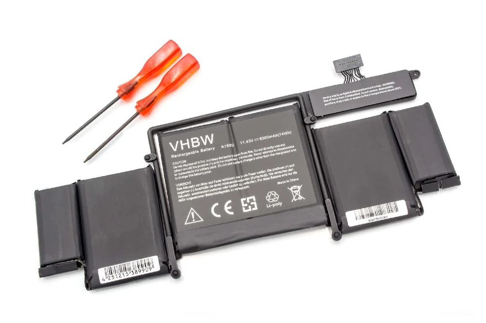 Batterie remplace 020-00009, A1582 pour ordinateur portable Apple- 6500mAh 11,43V Li-polymère