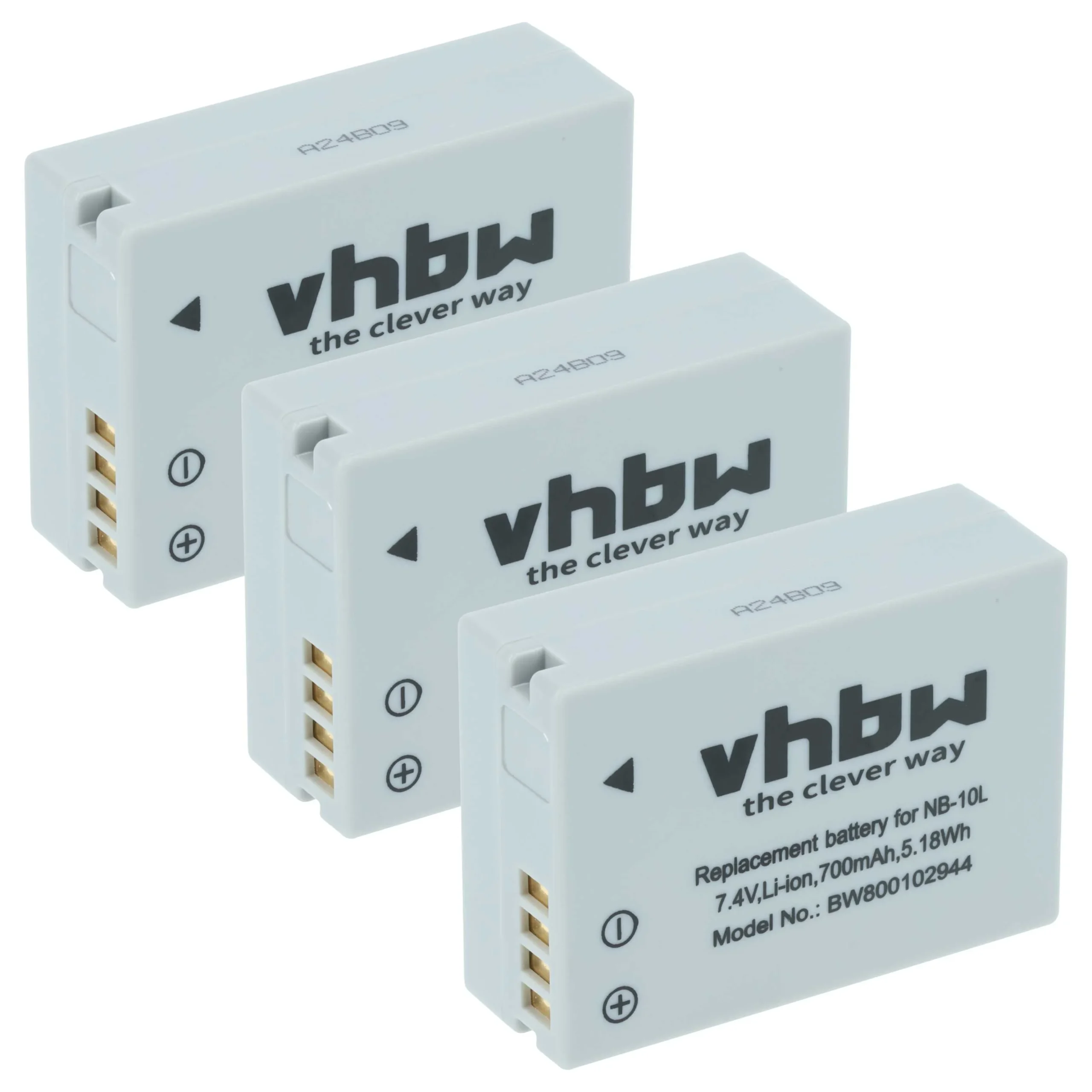 3x Batteries remplace Canon NB-10L pour appareil photo Canon- 700mAh 7,4V Li-ion
