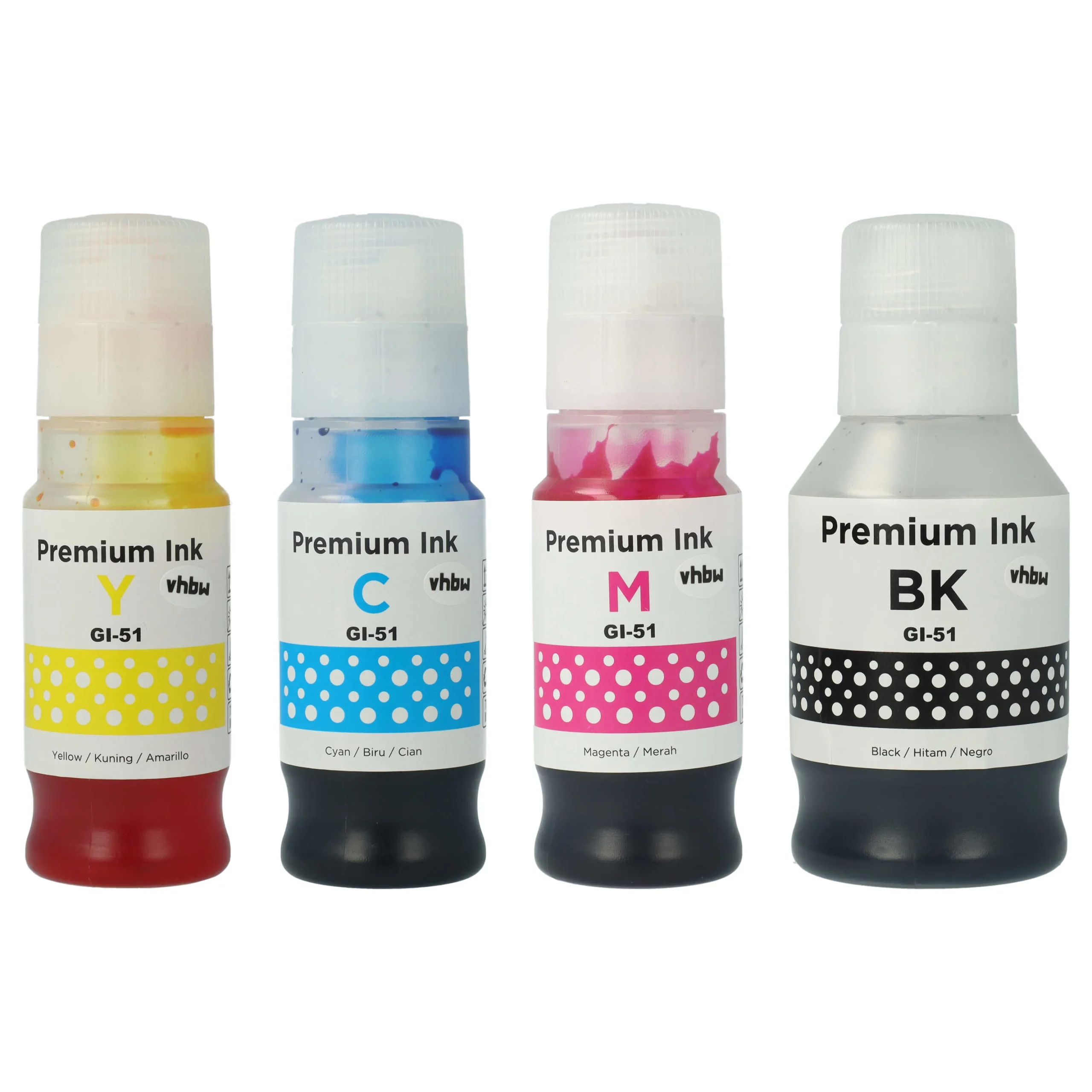 4x Encres rechargables Black/Cyan/Magenta/Yellow remplace Canon 4528C001, 4543C001 pour imprimante dye Canon - Accessoires pour imprimante