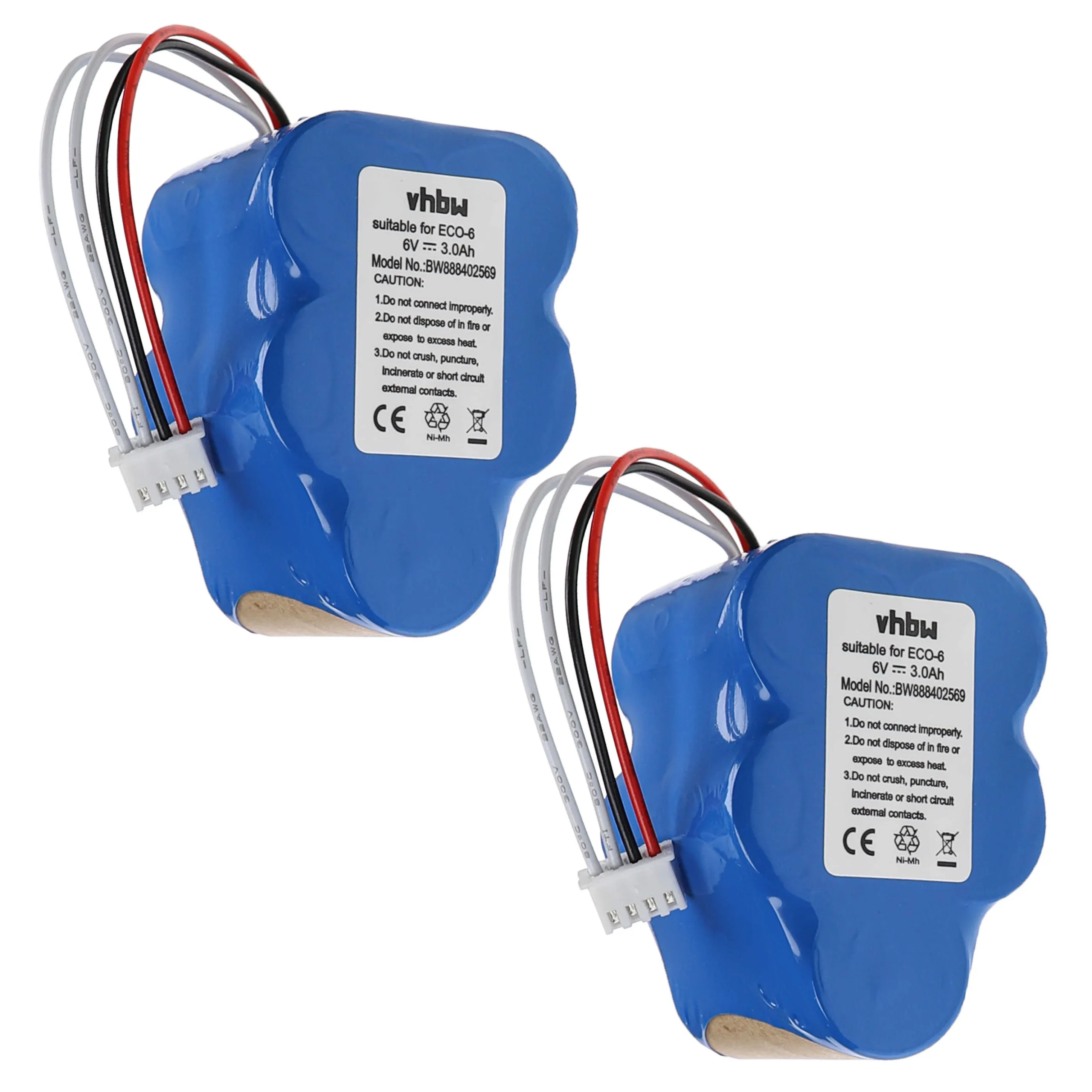 2x Batteries remplace 945-0005, 945-0006, 205-0001, 945-0024 pour robot aspirateur Hoover - 3000mAh 6V NiMH