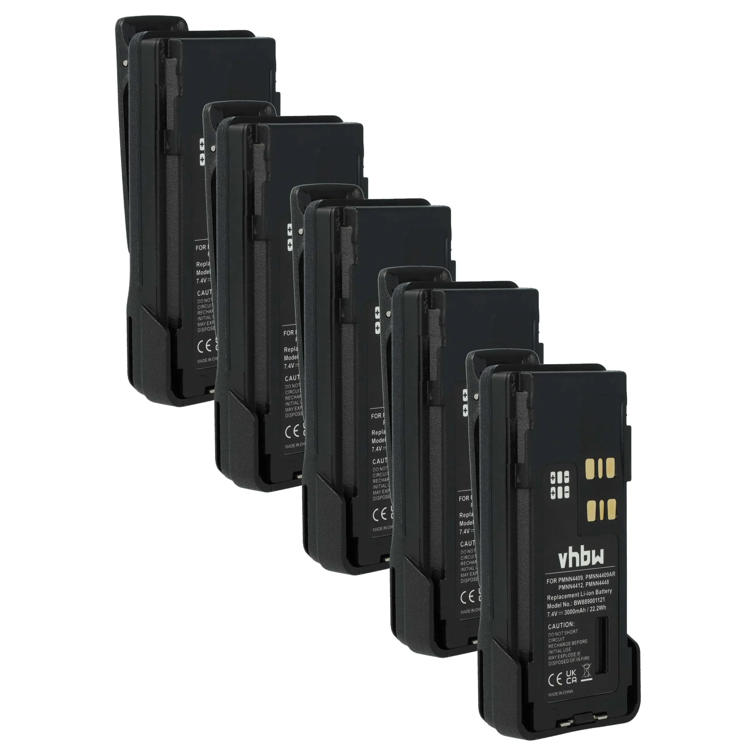5x Batteries remplace Motorola PMNN4406, PMNN4406BR pour radio talkie-walkie Motorola- 3000mAh 7,4V Li-ion