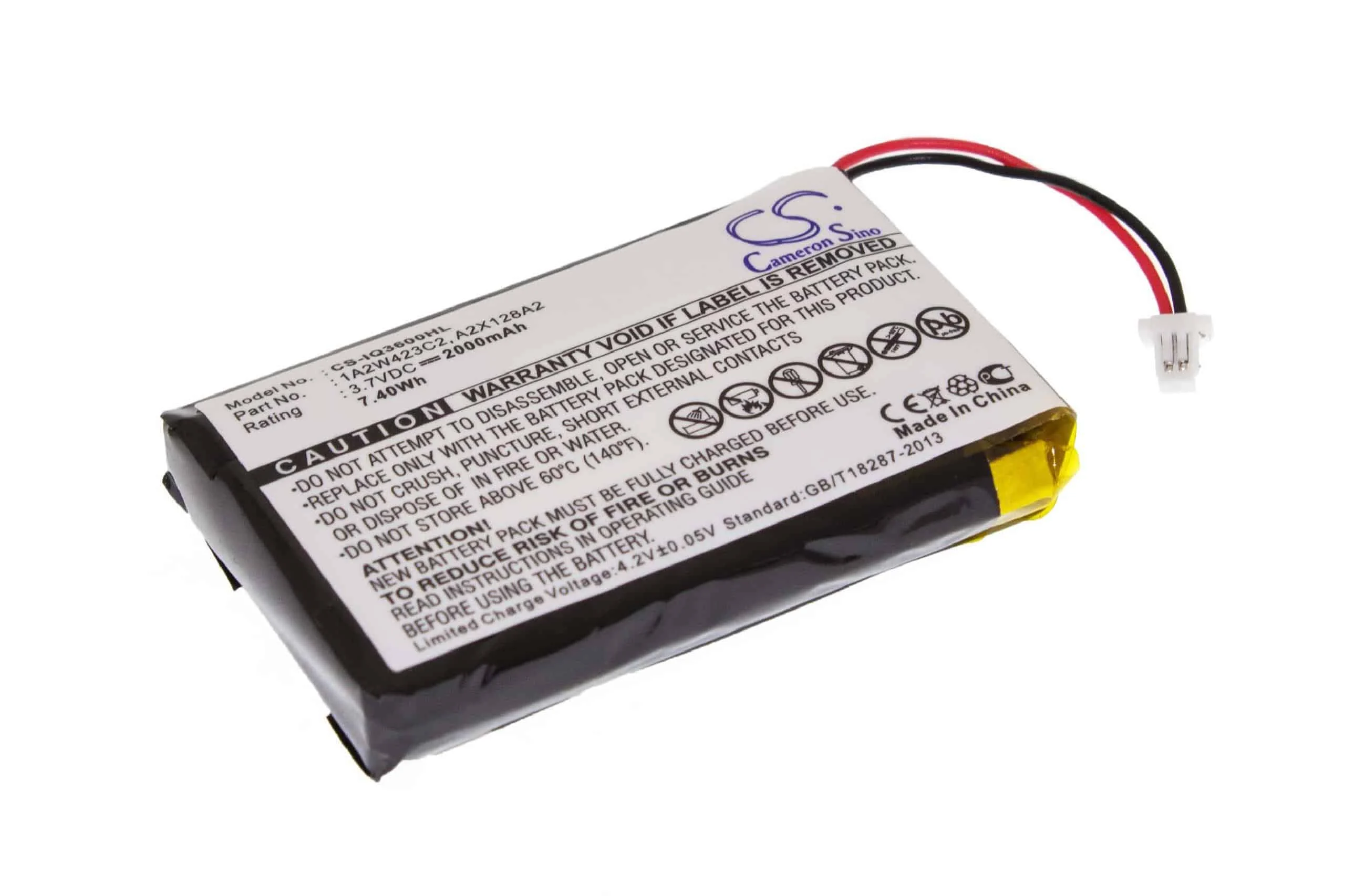 Batterie remplace Garmin 1A2W423C2, A2X128A2 pour navigation GPS Garmin - 2000mAh 3,7V Li-polymère