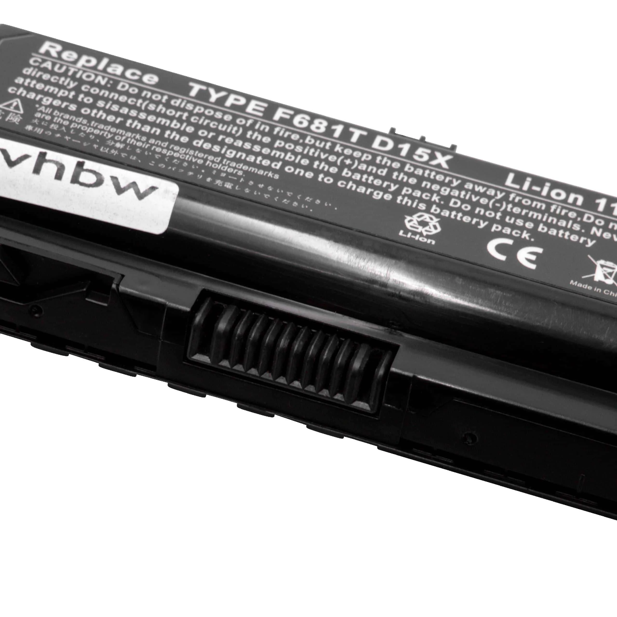 Batterie remplace Dell 0HC26Y, 0F681T, 0D951T pour ordinateur portable Dell- 5200mAh 11,1V Li-ion, noir